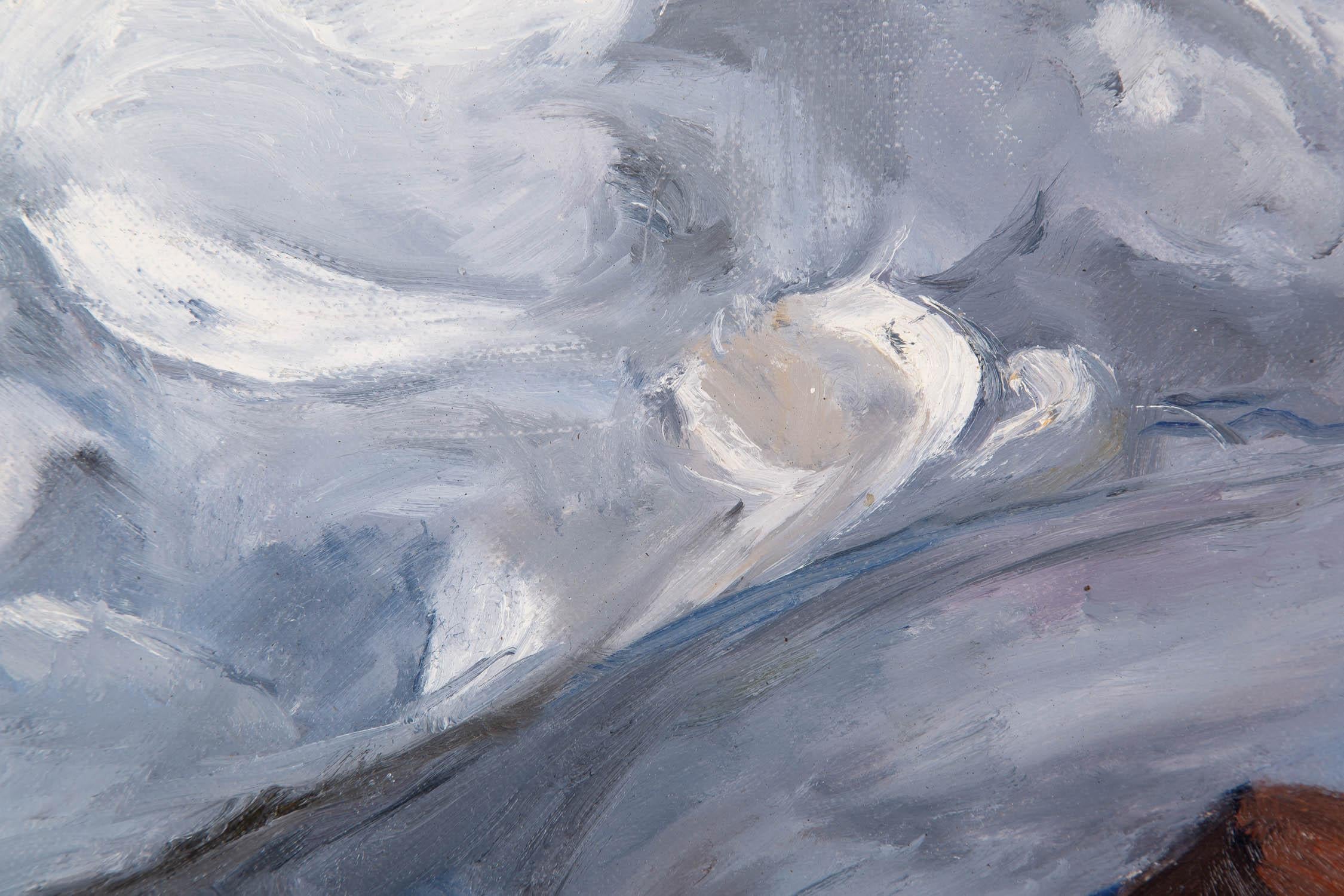 Yunyan Gu Landschaft, Original, Öl auf Leinwand, „Brunnen und Wolke“, Yunyan Gu im Angebot 4