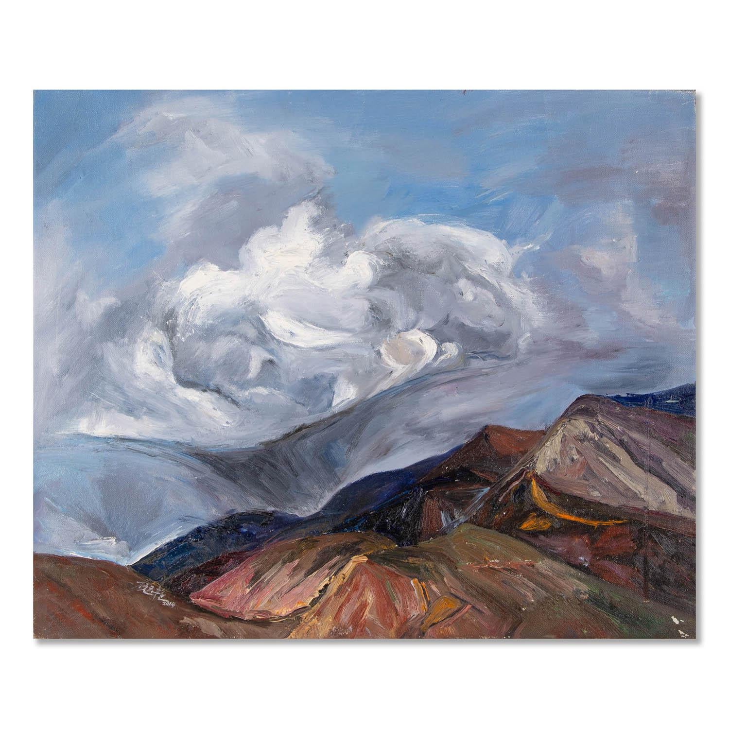 Yunyan Gu Landscape Original Oil On Canvas "Mountain And Cloud"