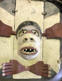 Yupik Yup'ik Native American Alaska Carved Polychrome Wood Anthropomorphic Mask