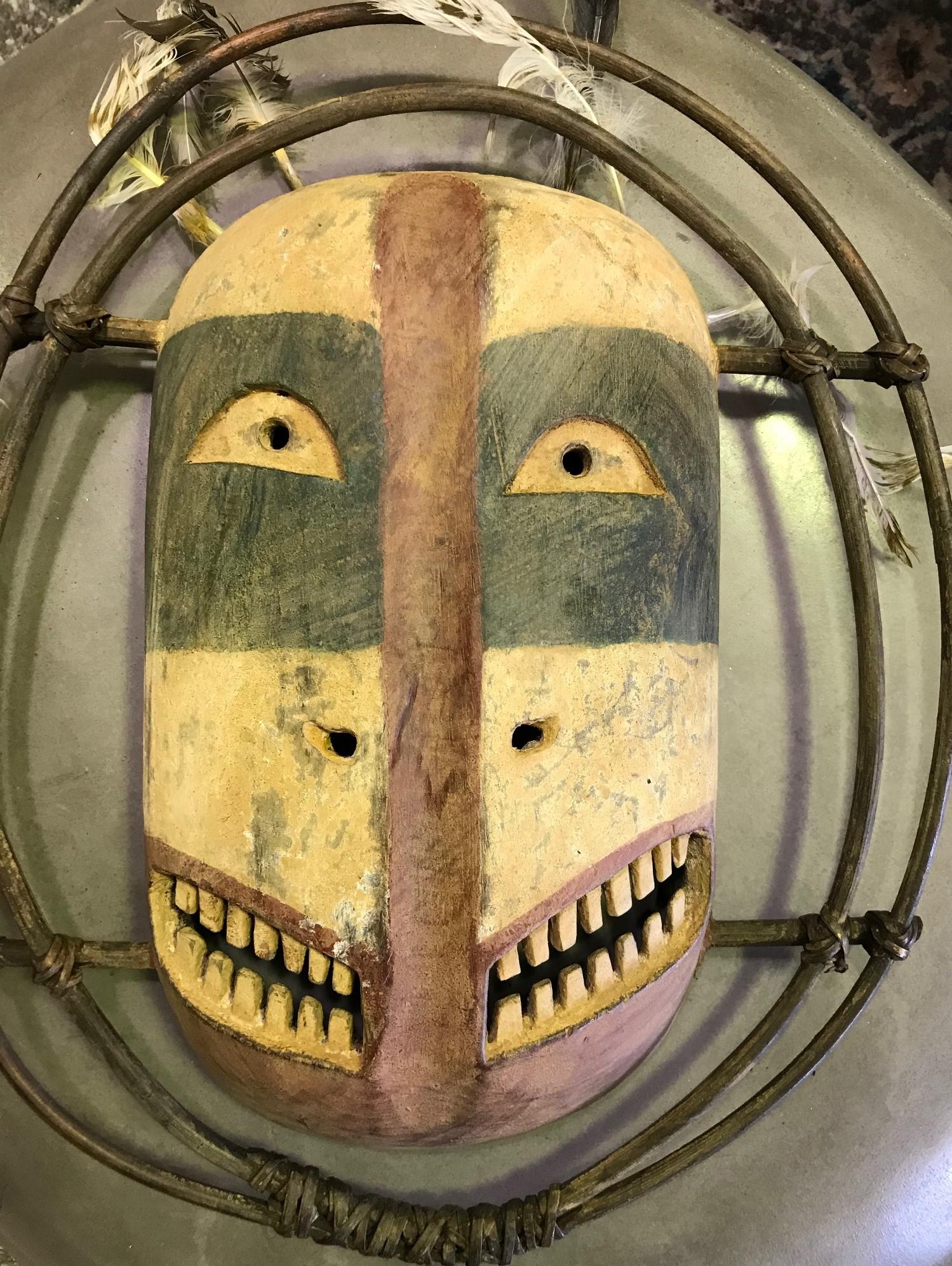 A fantastic and somewhat grotesquely strange mask by the Yup'ik (Yupik) aboriginal, indigenous people of South-Western & South Central Alaska. The Yup'ik people, who are related to the Inuit peoples, have a long history of ceremonial mask making.