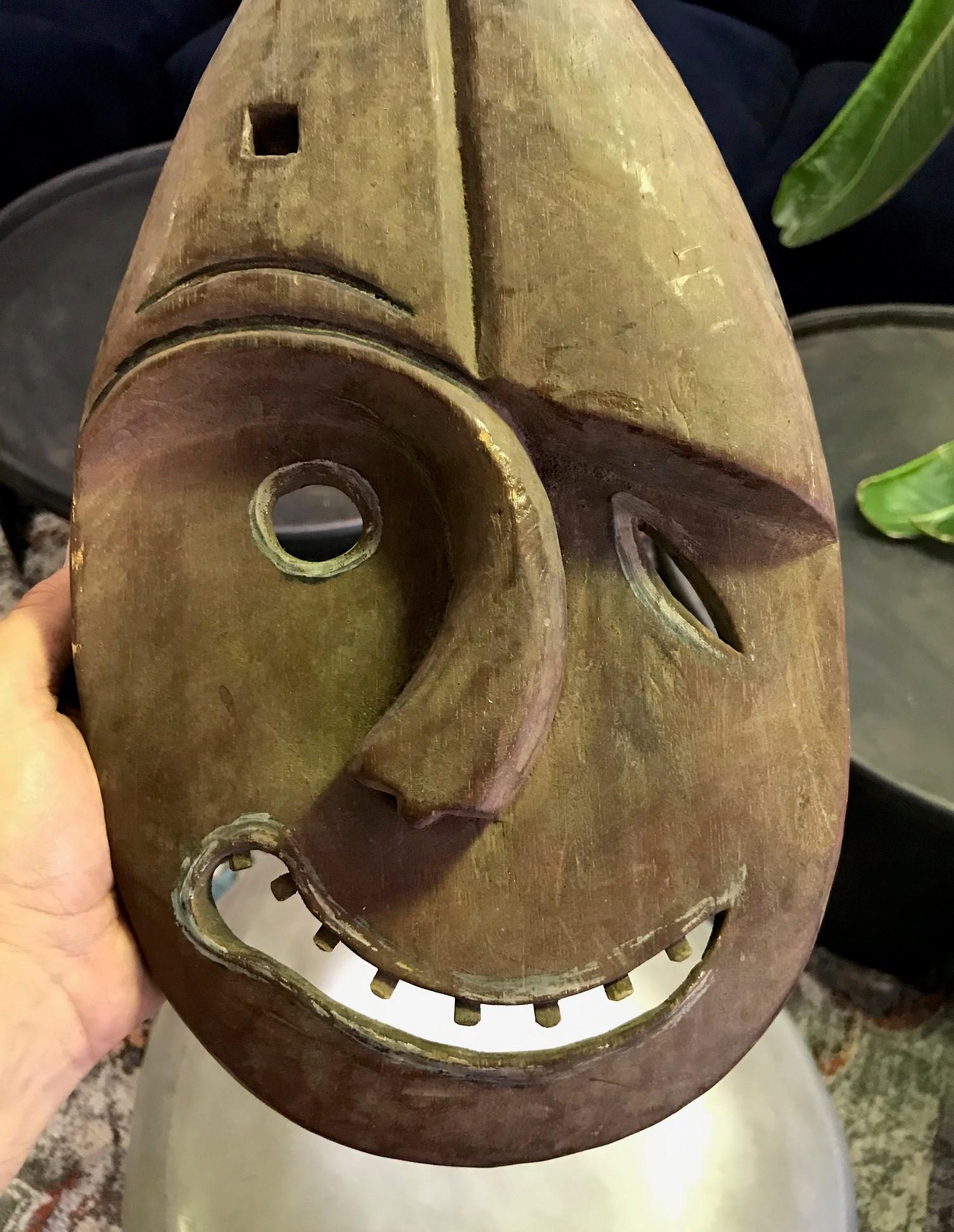 Yupik Yup'ik Native American Alaska Polychrome Wood Anthropomorphic Spirit Mask 7