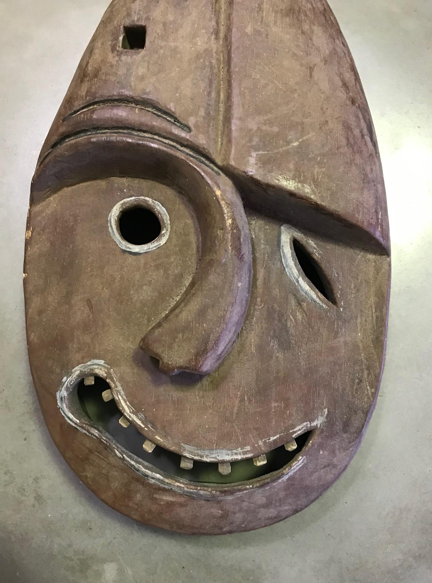 A beautiful, somewhat strange and grotesque mask by the Yup'ik (Yupik) aboriginal, indigenous people of South-Western & South Central Alaska. The Yup'ik people, who are related to the Inuit peoples, have a long history of ceremonial mask making.
