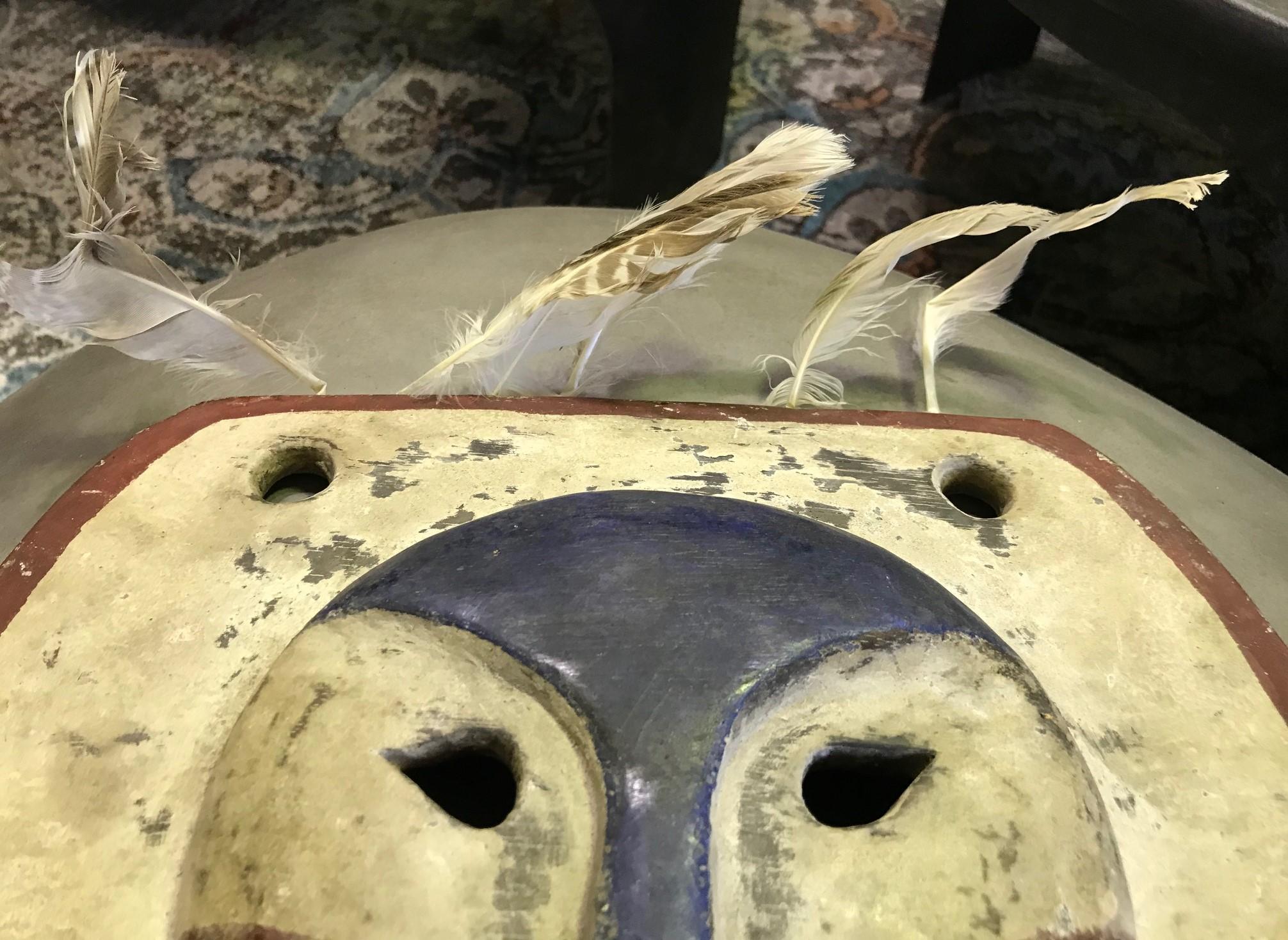 Hand-Crafted Yupik Yup'ik Native American Alaska Polychrome Wood Anthropomorphic Spirit Mask For Sale