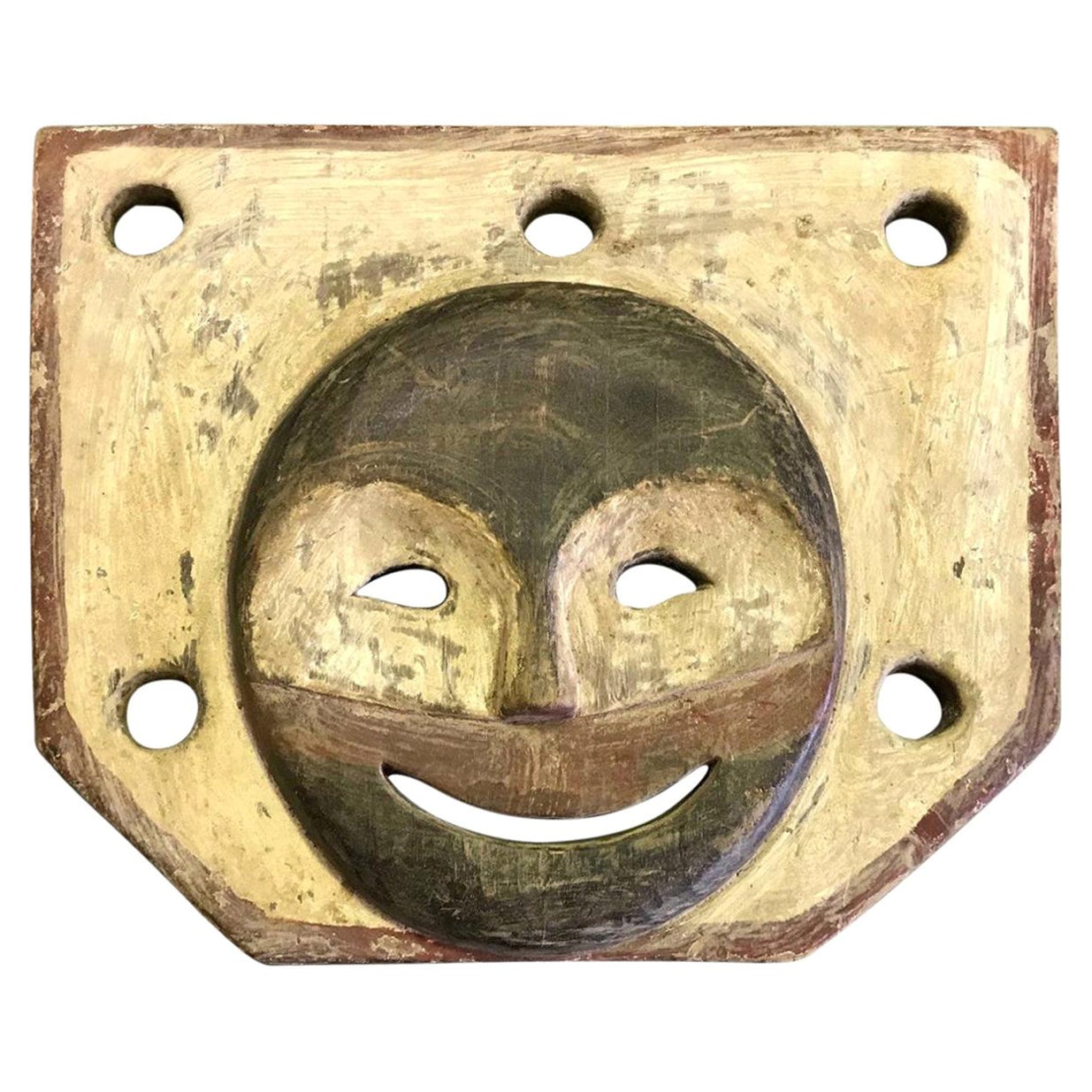 Yupik Yup'ik Native American Alaska Polychrome Wood Anthropomorphic Spirit Mask