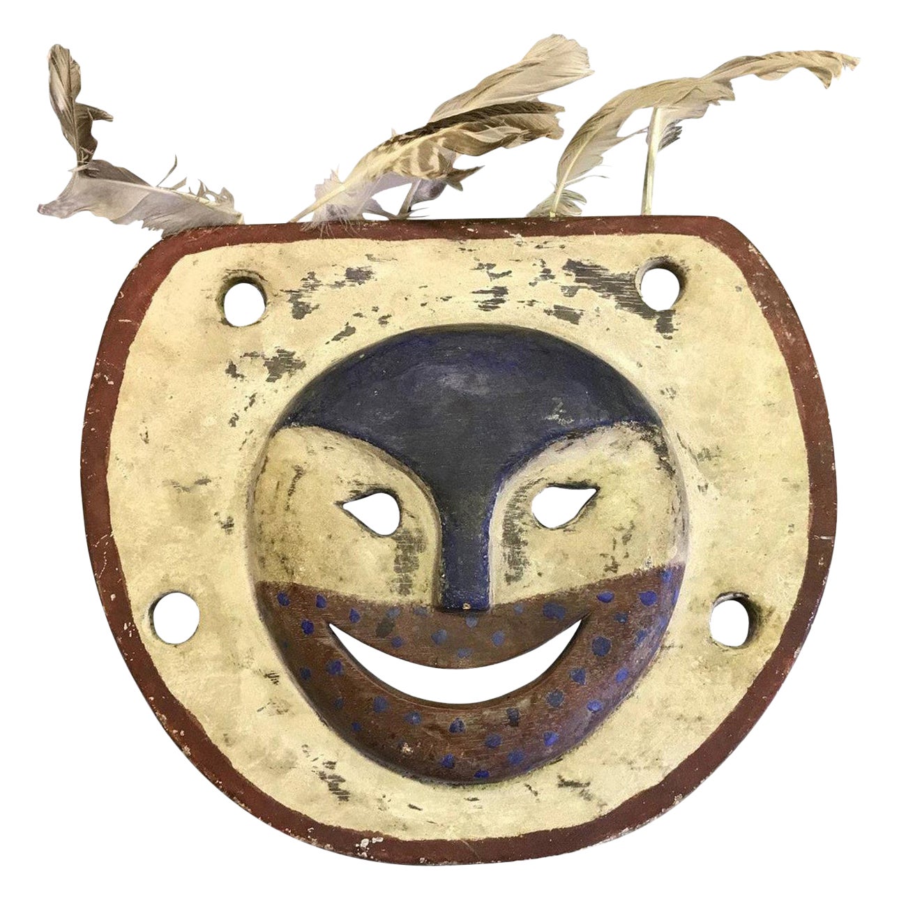Yupik Yup'ik Native American Alaska Polychrome Wood Anthropomorphic Spirit Mask