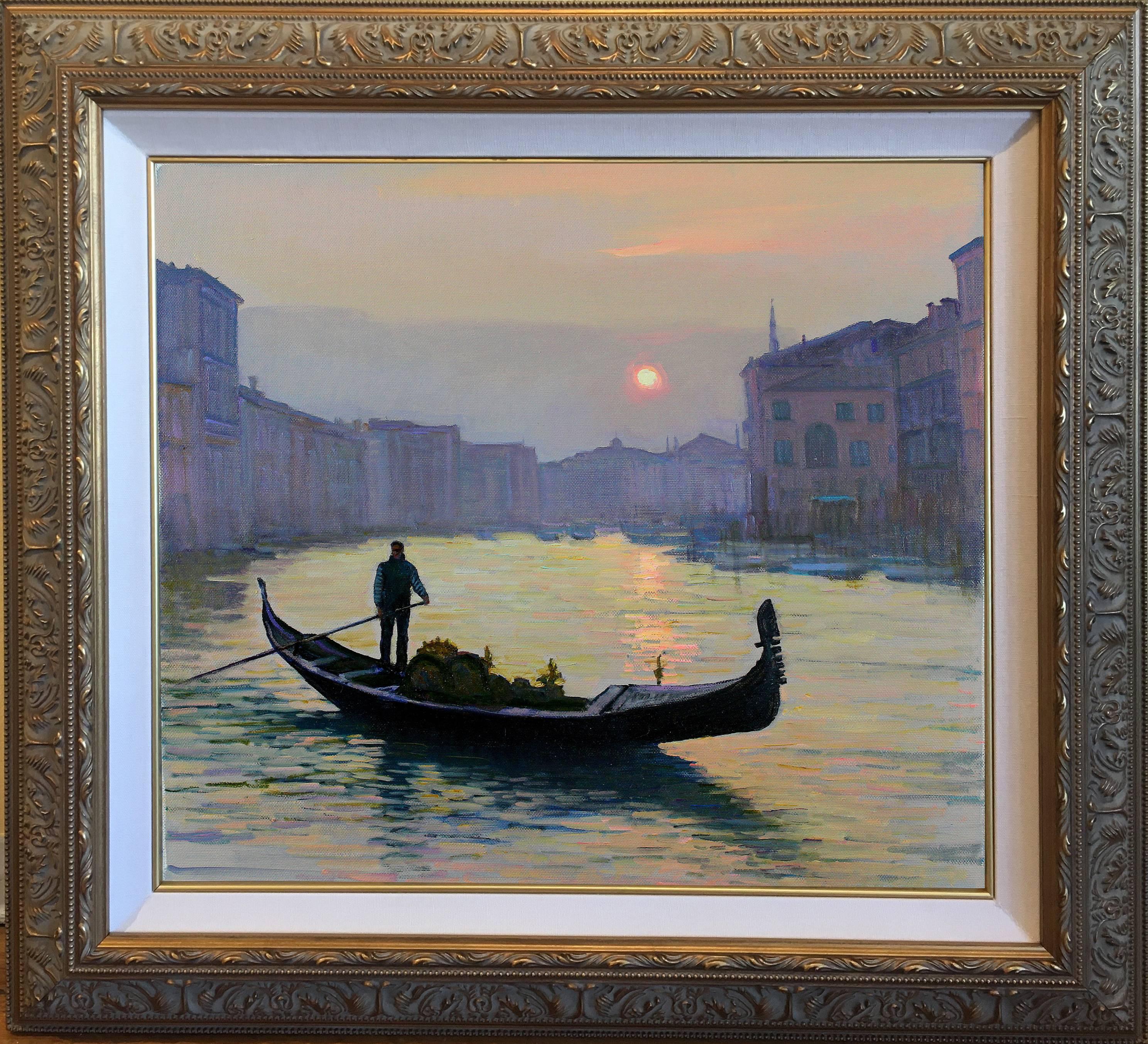 Venice the Evening On the Grand Canal - Painting by Yuri Bondarenko
