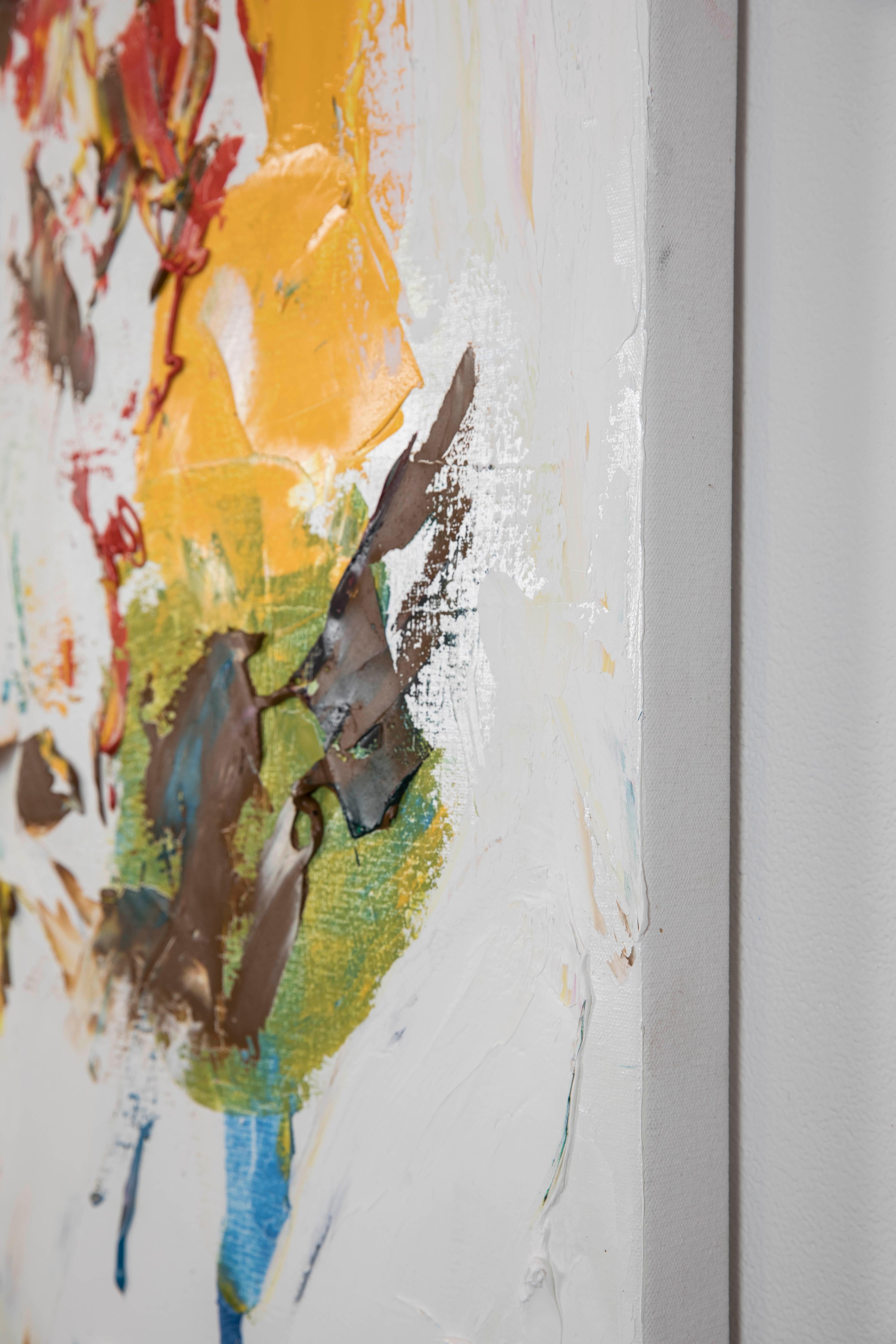 CHAOS I - quadro astratto contemporaneo e colorato con foglia d'oro in vendita 5