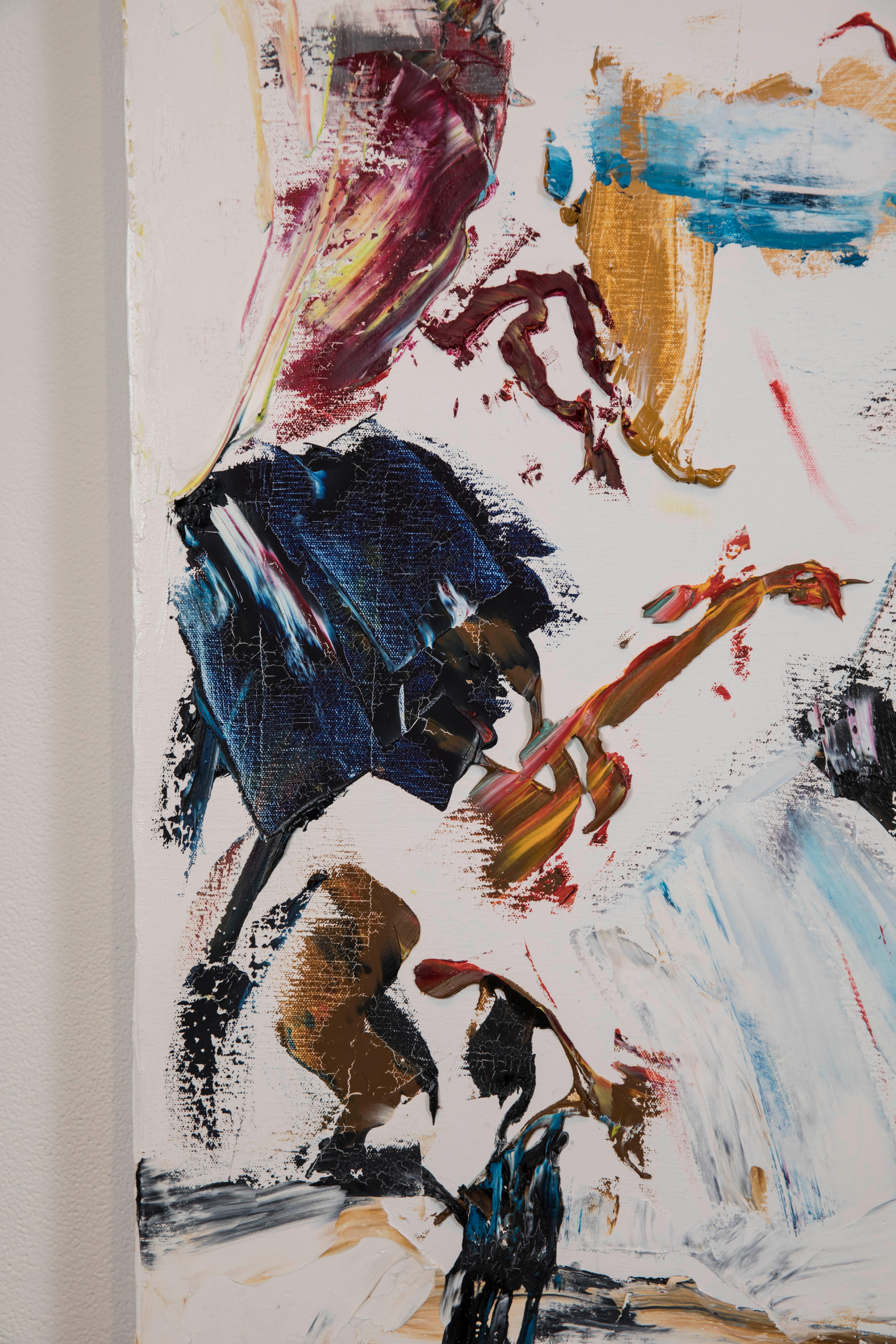 CHAOS I - quadro astratto contemporaneo e colorato con foglia d'oro in vendita 7