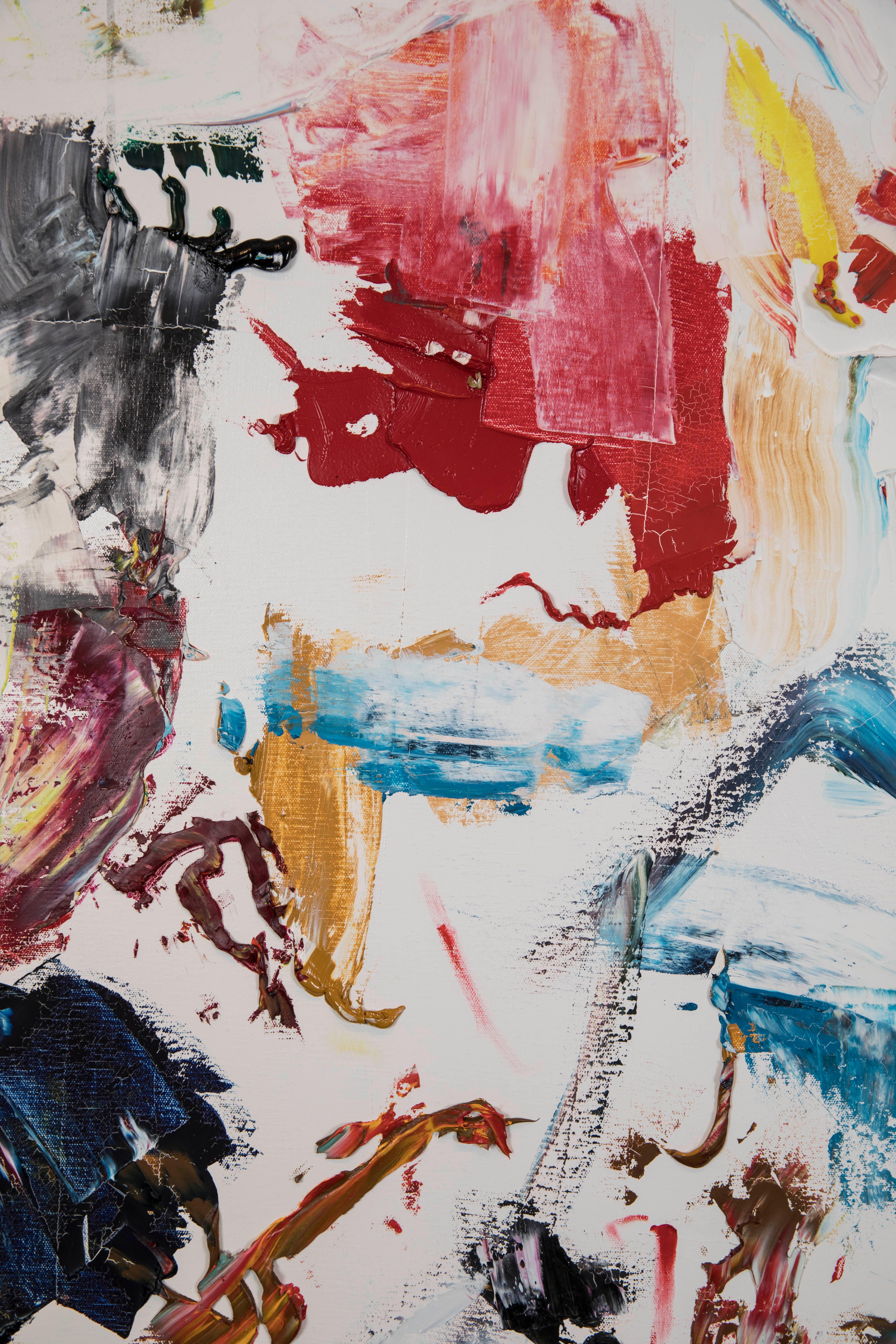 CHAOS I - quadro astratto contemporaneo e colorato con foglia d'oro in vendita 3