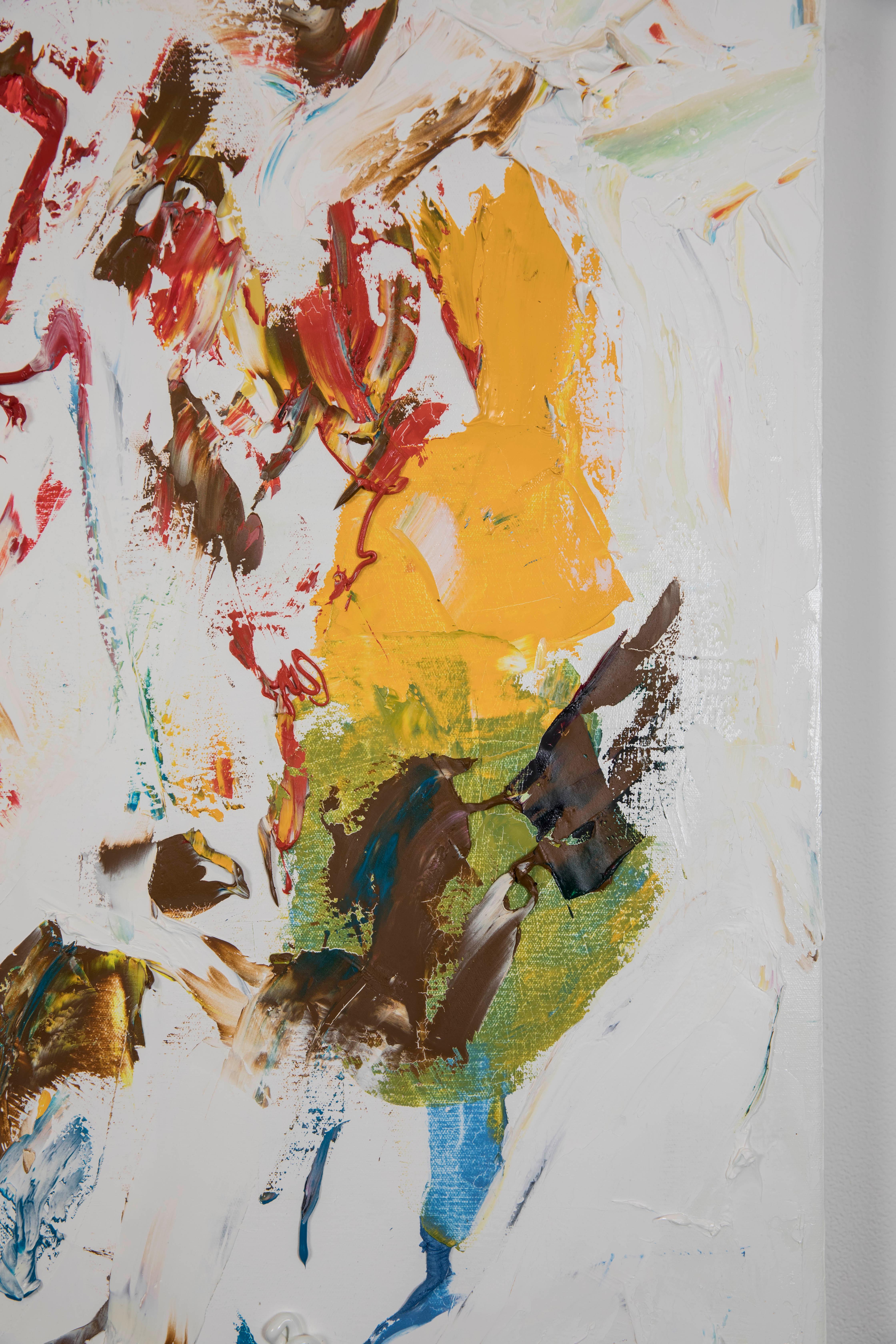 CHAOS I - quadro astratto contemporaneo e colorato con foglia d'oro in vendita 4