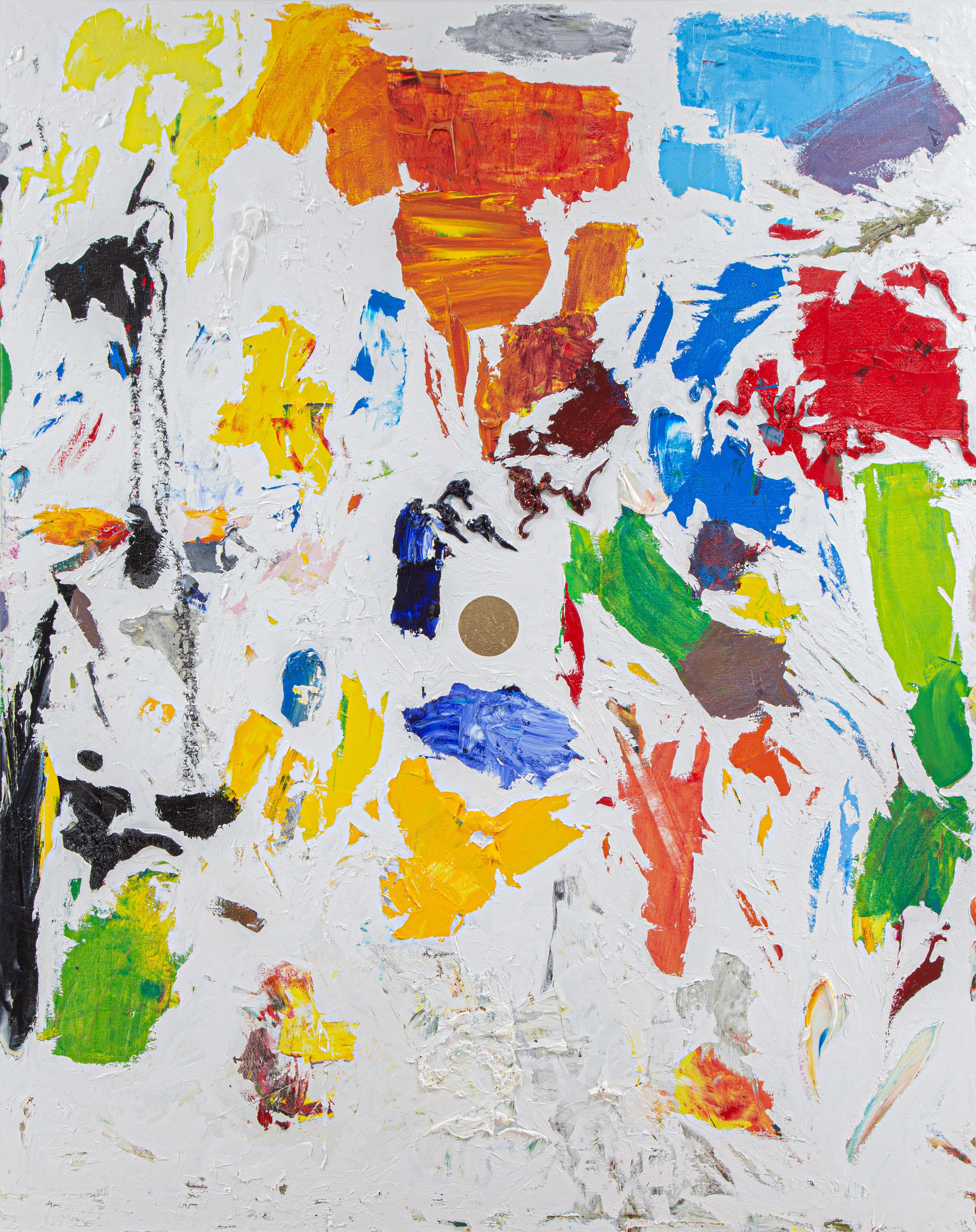 COLORES DE LA NIEVE NO. 24- Pintura Centro Dorado - Óleo Abstracto y Pan de Oro Sobre Lienzo - Mixed Media Art de Yuri Figueroa