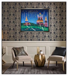 Yuri Gorbachev Large Original Oil Painting on Canvas Signed Village Landscape
