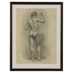 Yuri Gusev 'Russian, Young Standing Male Nude, Signed and Dated '55