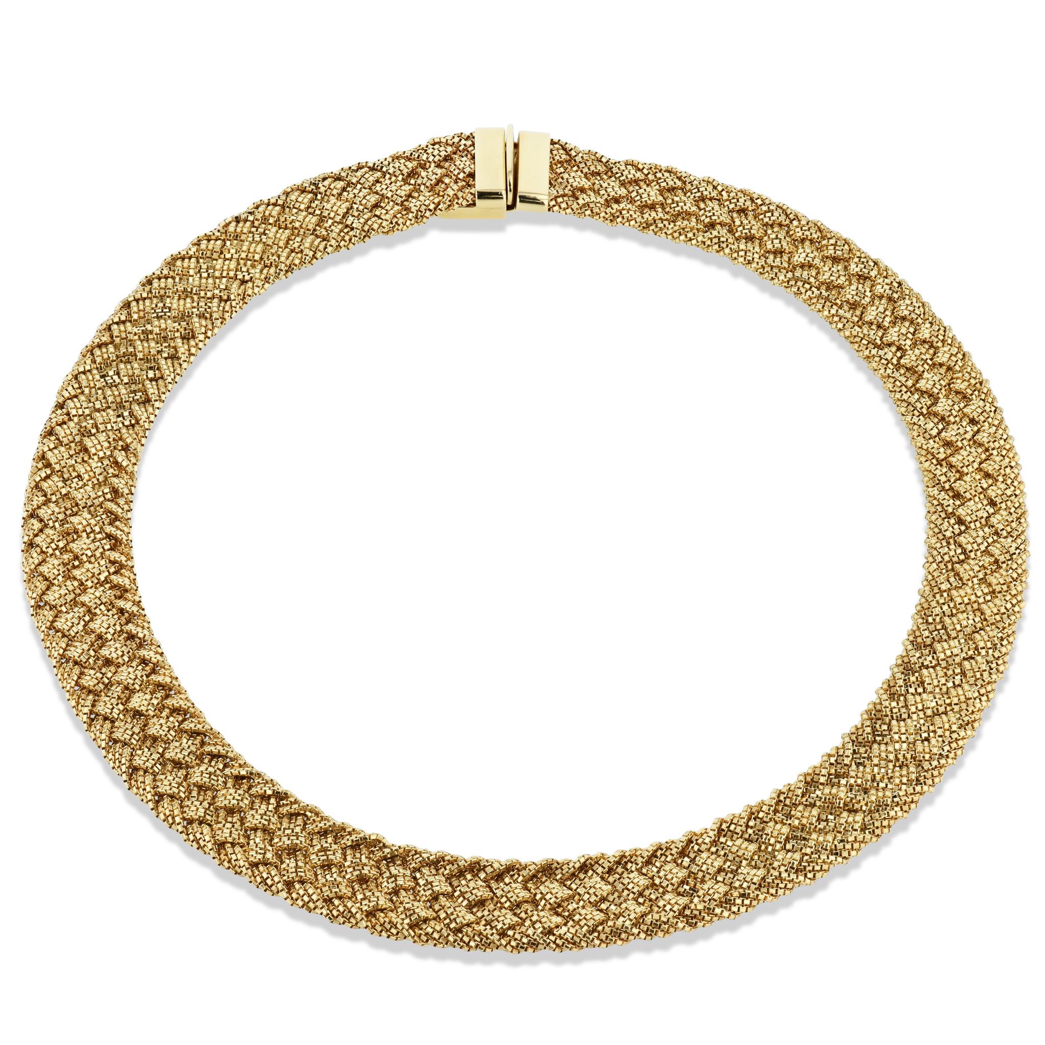 This beautiful Yuri Ichihashi 18 Karat Gold Estate Necklace sparkles with excellence. 
It measures 12.8 mm wide and is 16 inches long. 
It would definitely make a stunning addition to any jewelry collection. 

-Yuri Ichihashi yellow gold estate