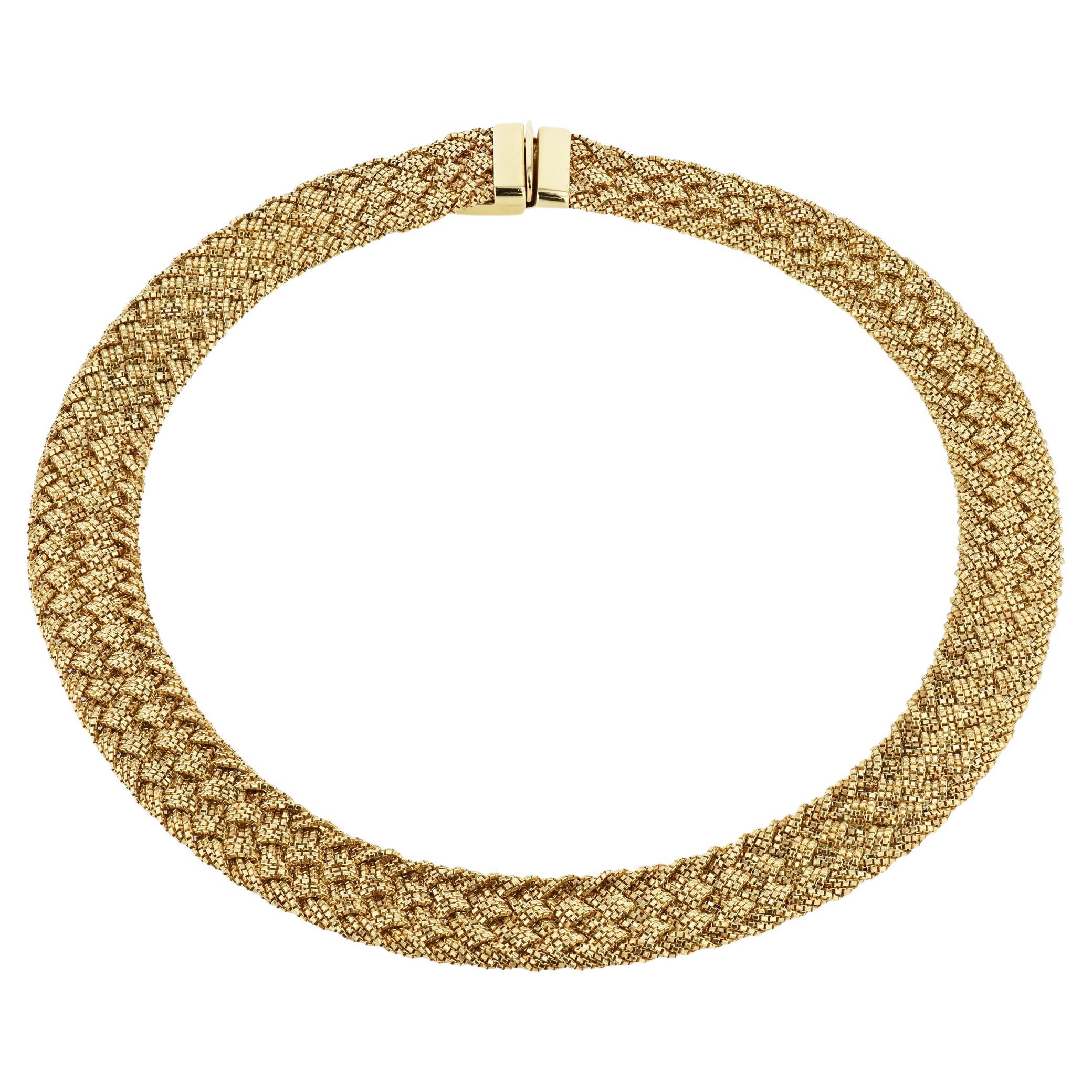 Yuri Ichihashi 18 Karat Yellow Gold Wide Braided Estate Necklace For Sale