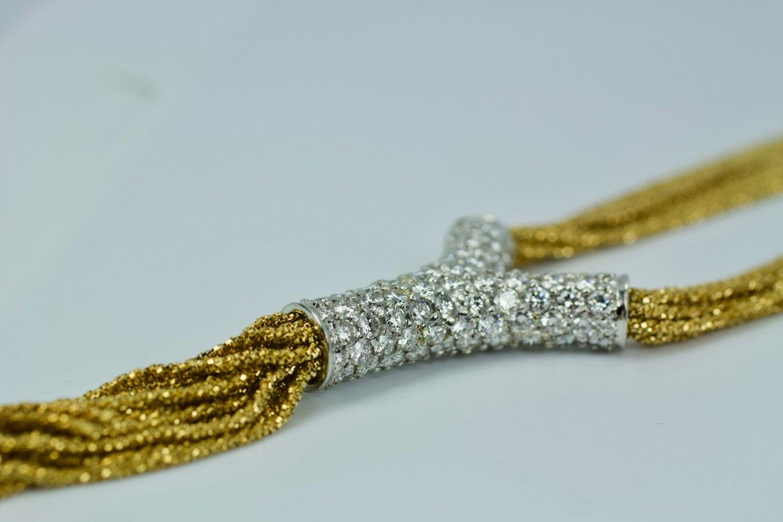Yuri Ichihashi 18 Karat Gold White Round Diamond Y Shape Mulit-Strand Necklace 5
