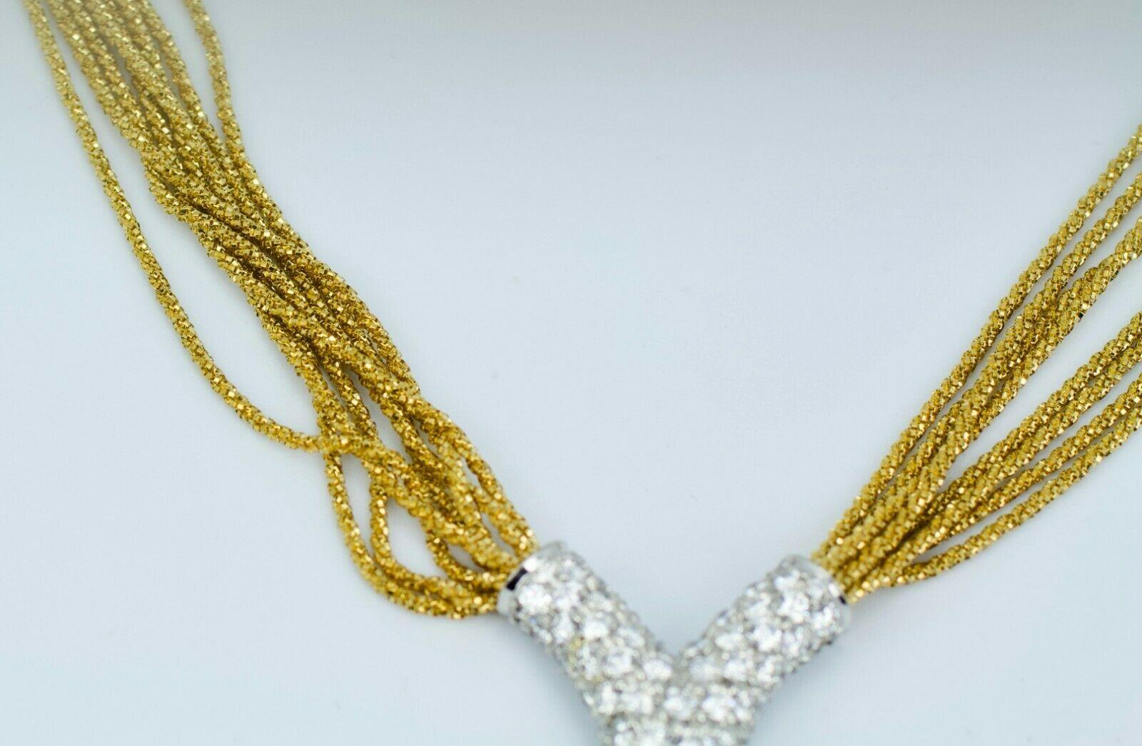 Yuri Ichihashi 18 Karat Gold White Round Diamond Y Shape Mulit-Strand Necklace In Excellent Condition In Montgomery, AL