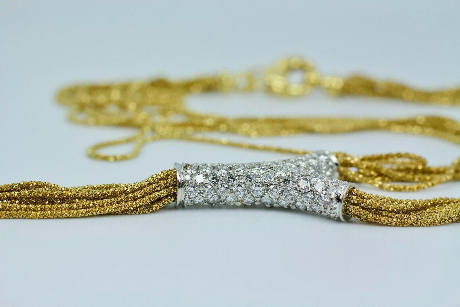 Yuri Ichihashi 18 Karat Gold White Round Diamond Y Shape Mulit-Strand Necklace 3