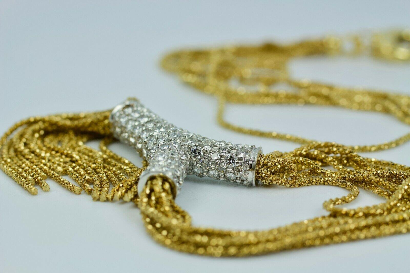 Yuri Ichihashi 18 Karat Gold White Round Diamond Y Shape Mulit-Strand Necklace 4