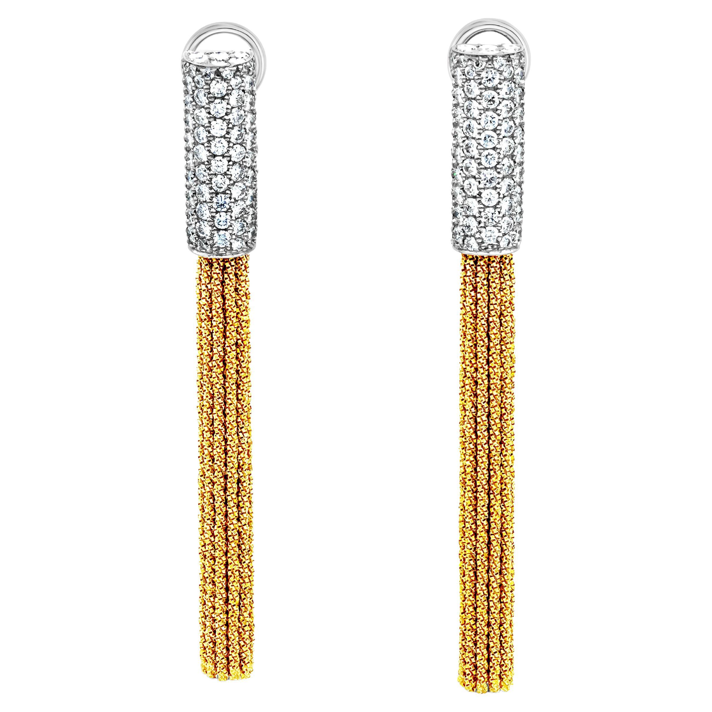 Yuri Ichihashi Woven Yellow Gold Tassle Dangle Earrings For Sale