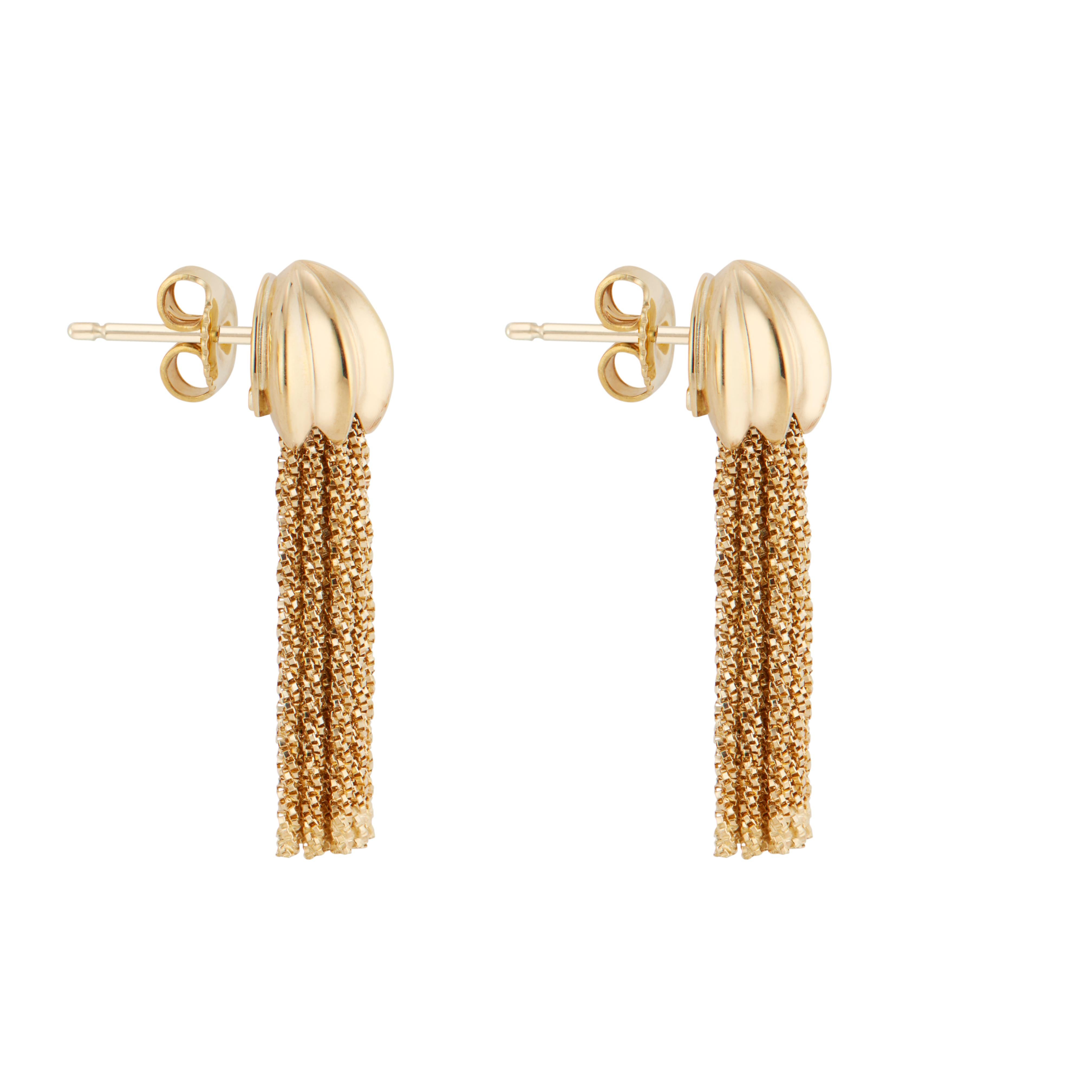 Yuri Icihihashi Yellow Gold Tassel Dangle Earrings In Excellent Condition In Stamford, CT