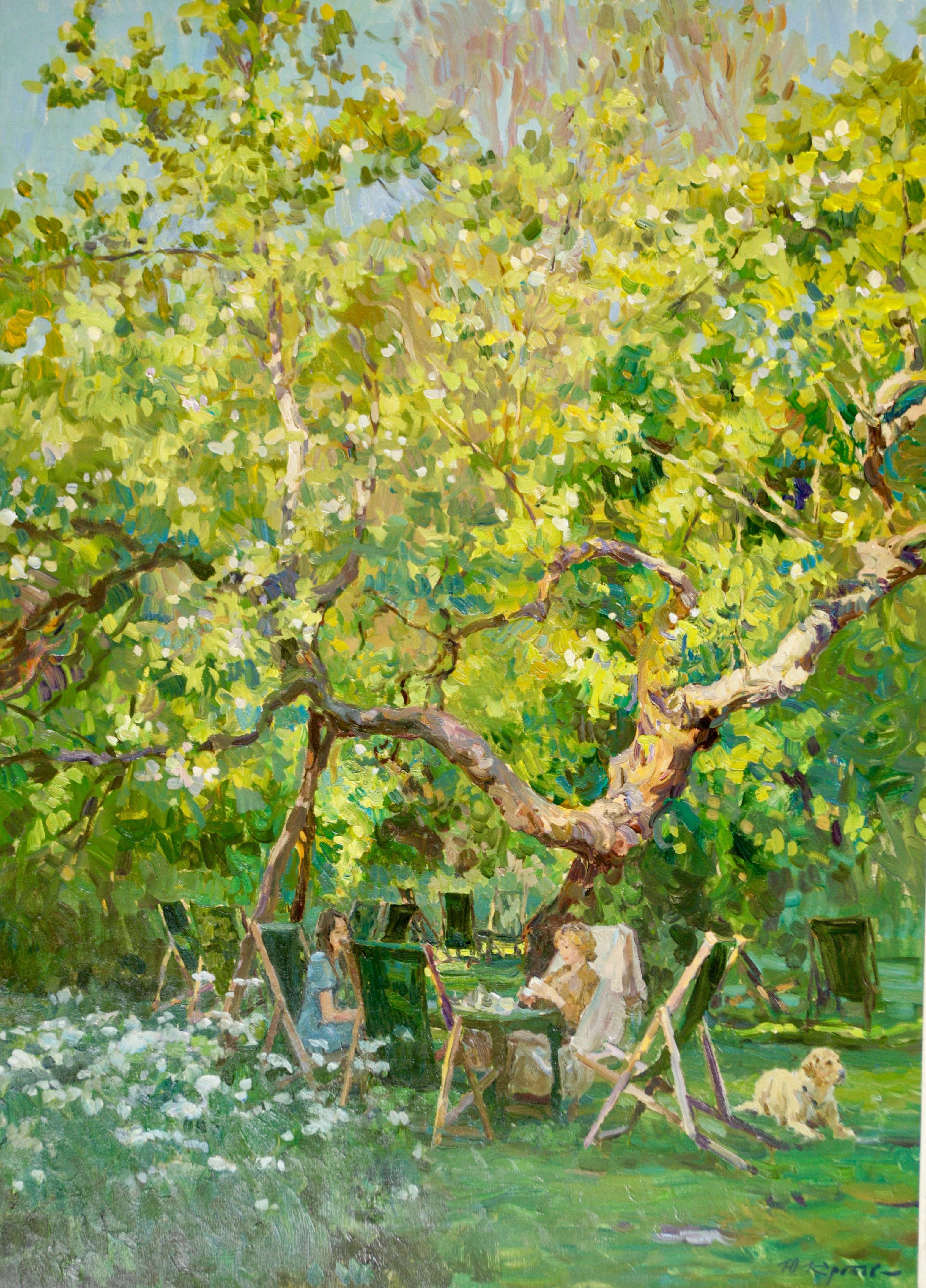 CONVERSACIÓN BAJO EL ÁRBOL ANCIANO..Yuri Krotov.artista ruso contemporáneo en venta 2
