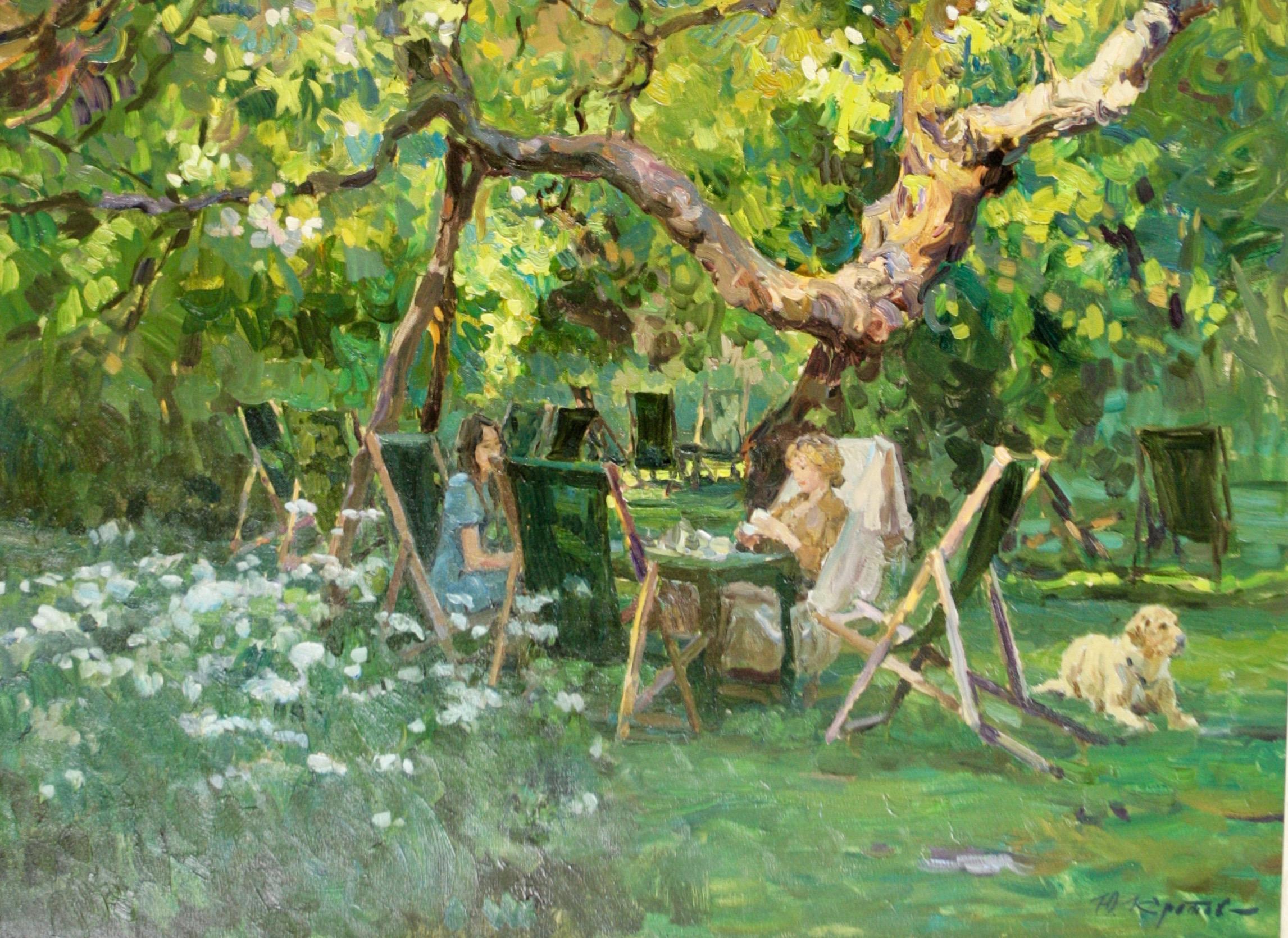 CONVERSACIÓN BAJO EL ÁRBOL ANCIANO..Yuri Krotov.artista ruso contemporáneo en venta 3