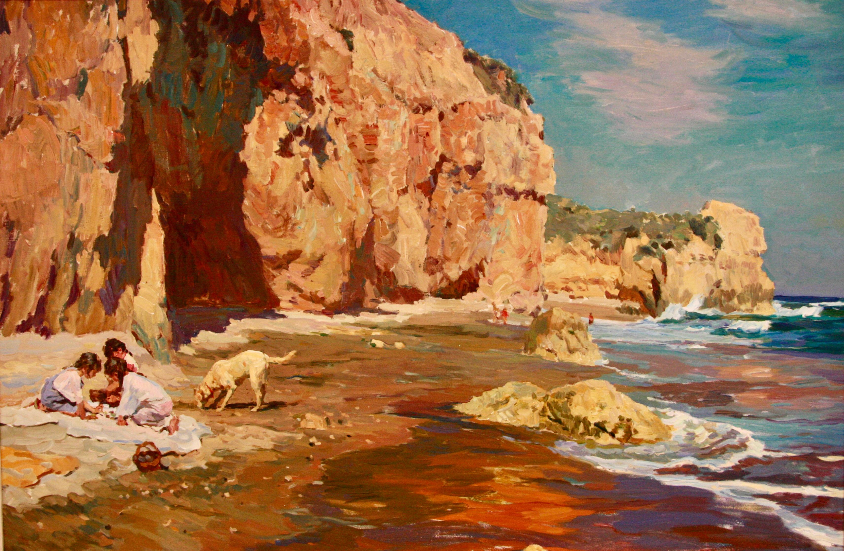 EAUSTER À LA BEACH, matin beau - Impressionnisme Painting par Yuri Krotov