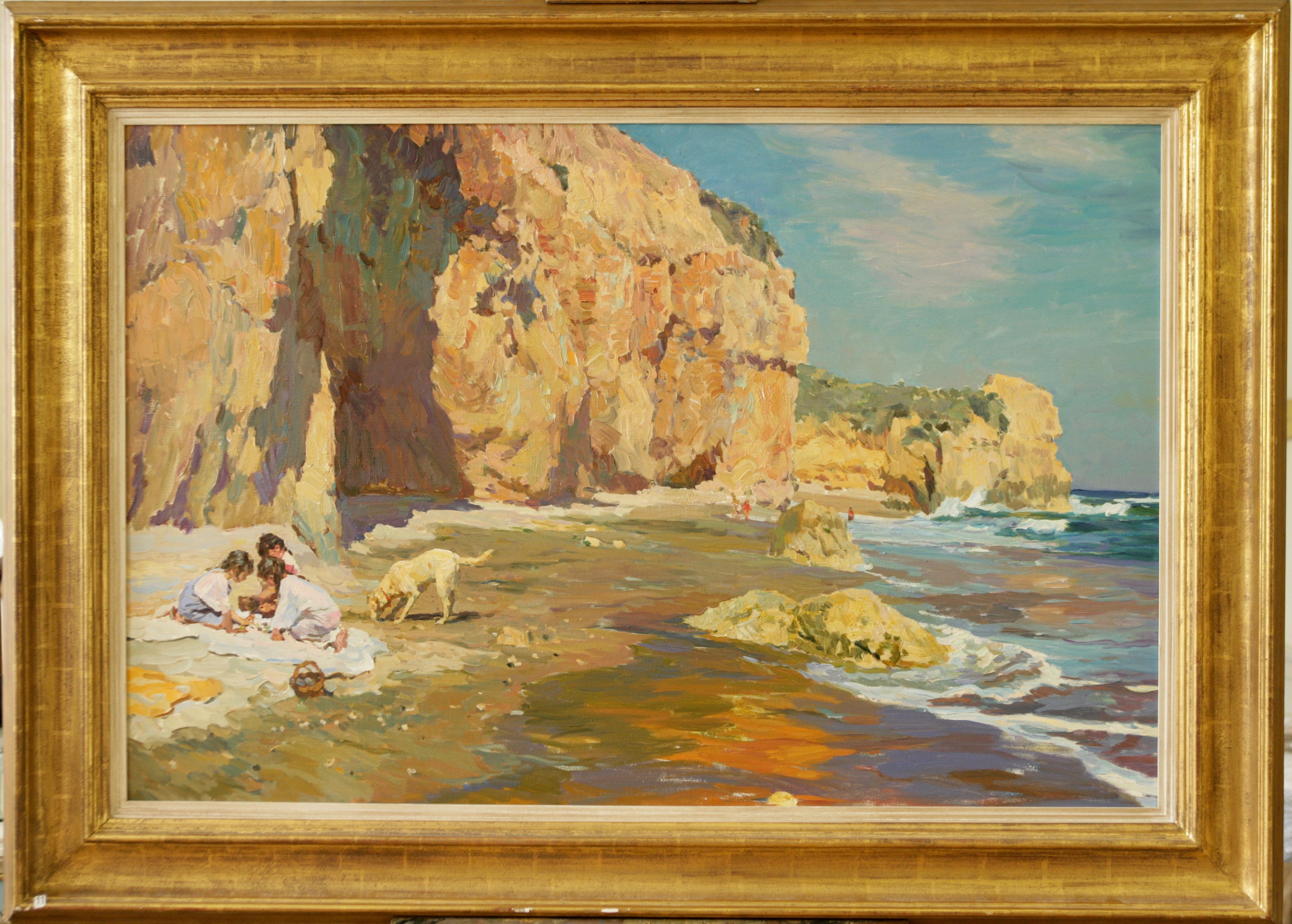 Yuri Krotov Landscape Painting - EASTER AT THE BEACH .sunny morning