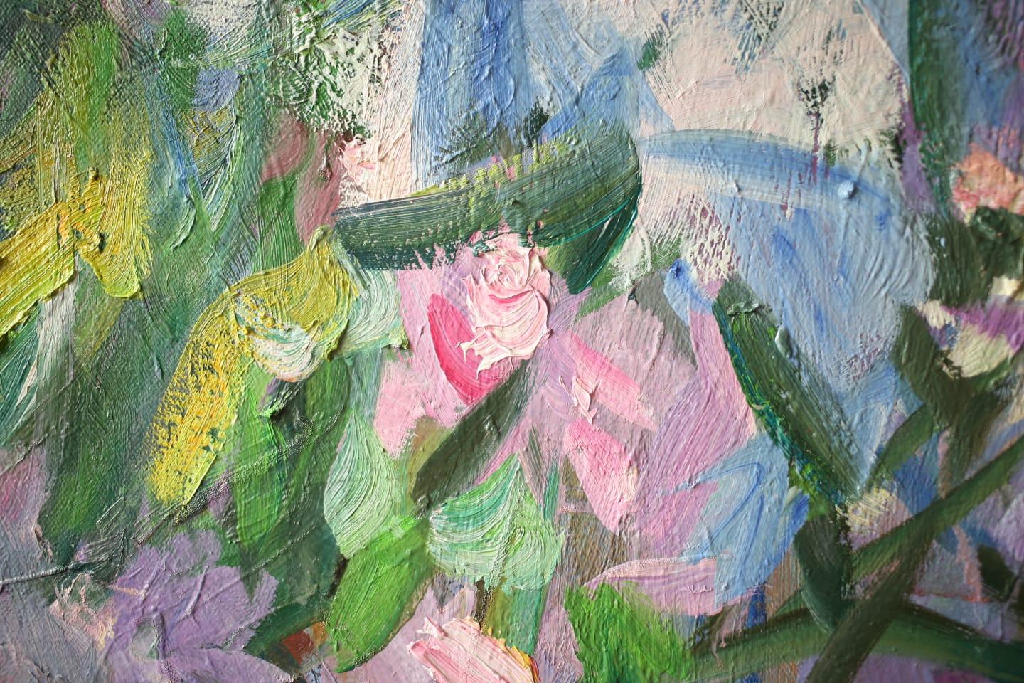 Girl in Flowers, Portrait Painting, Contemporary, Impressionist, 21st Century For Sale 6