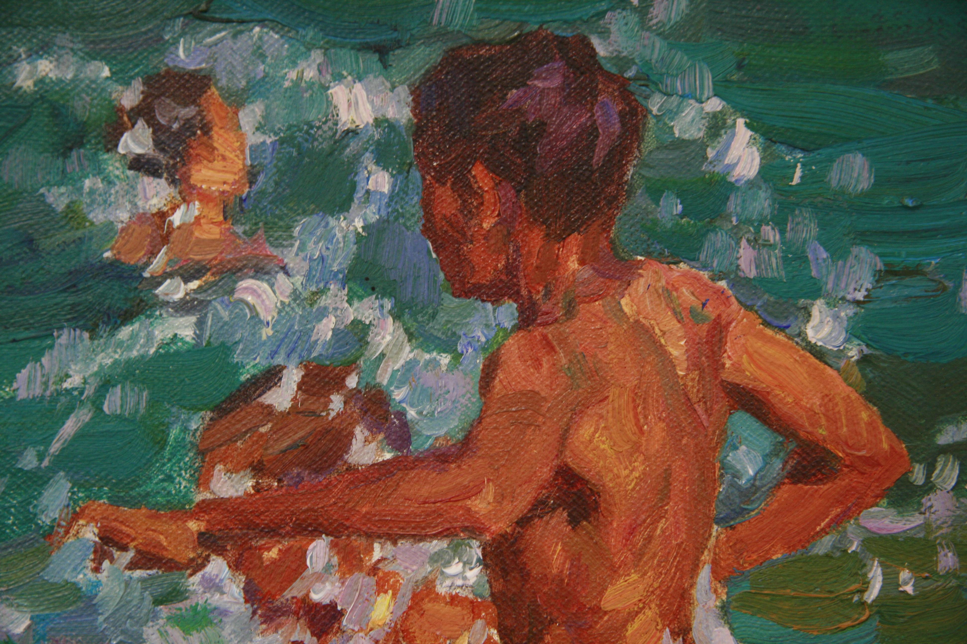 Peinture à l'huile impressionniste russe contemporaine « Jumping Waves » de Yury Krotov   en vente 5