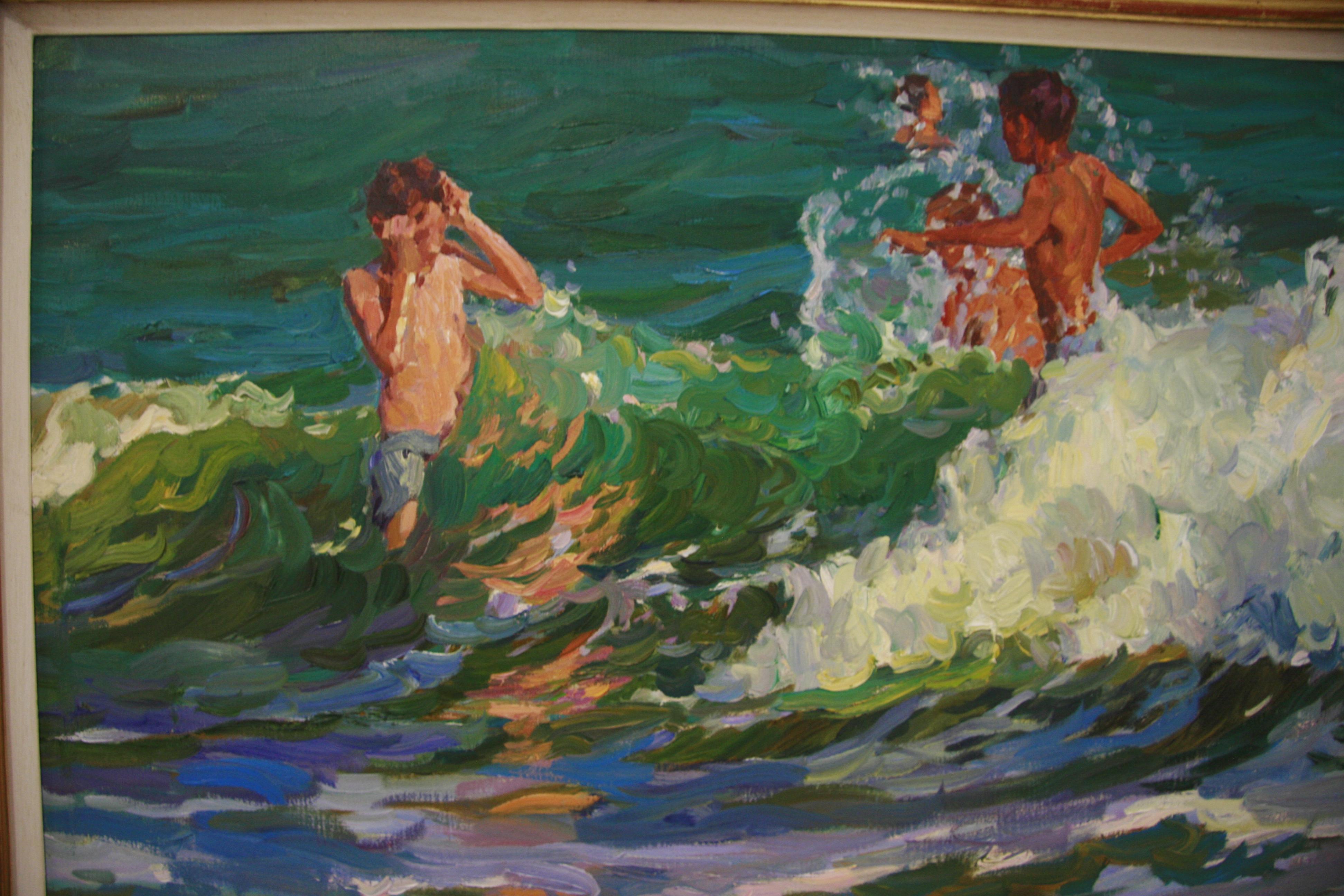 Jumping Waves , , Yuri Krotov peinture à l'huile impressionniste russe contemporaine en vente 10