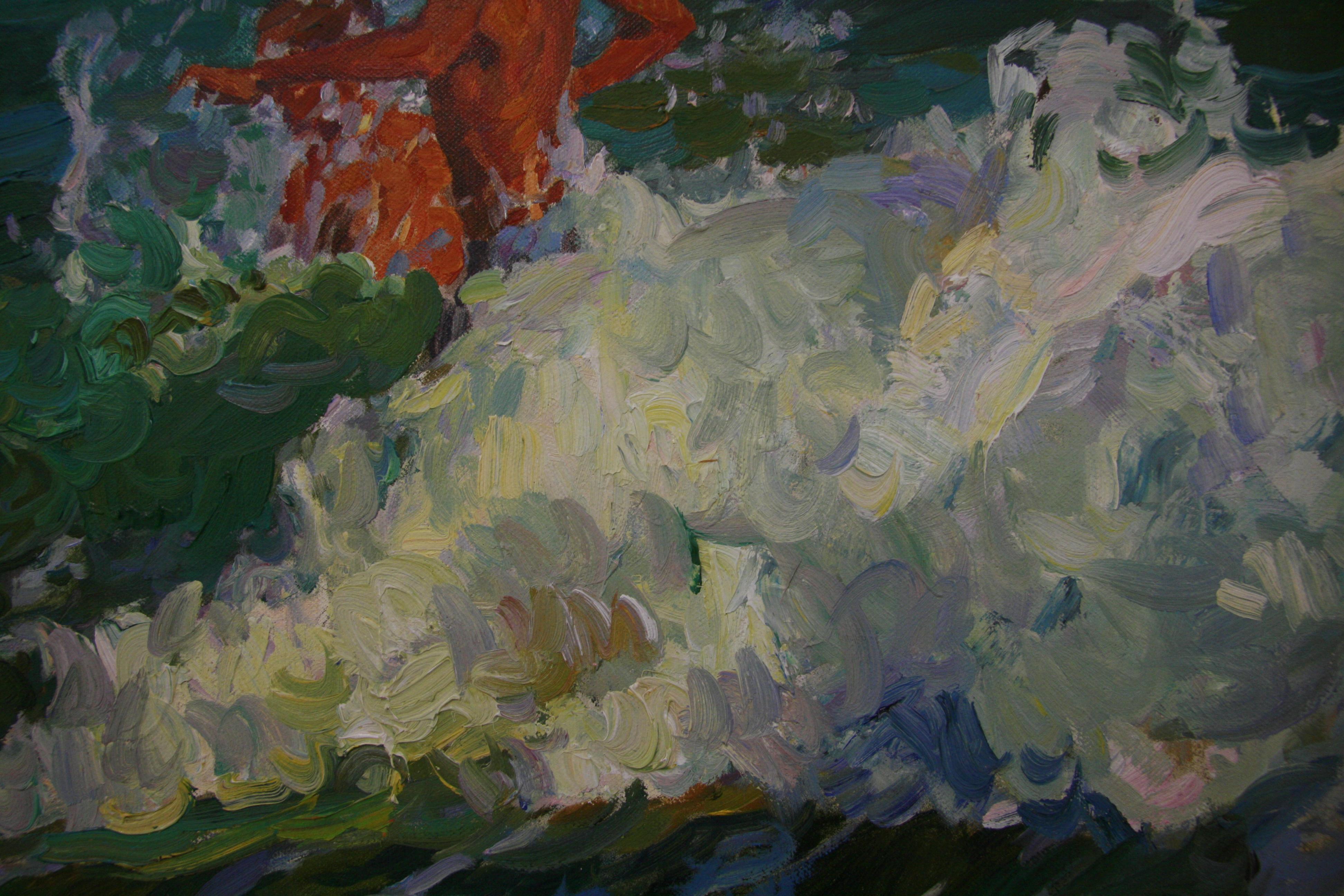 Peinture à l'huile impressionniste russe contemporaine « Jumping Waves » de Yury Krotov   en vente 7