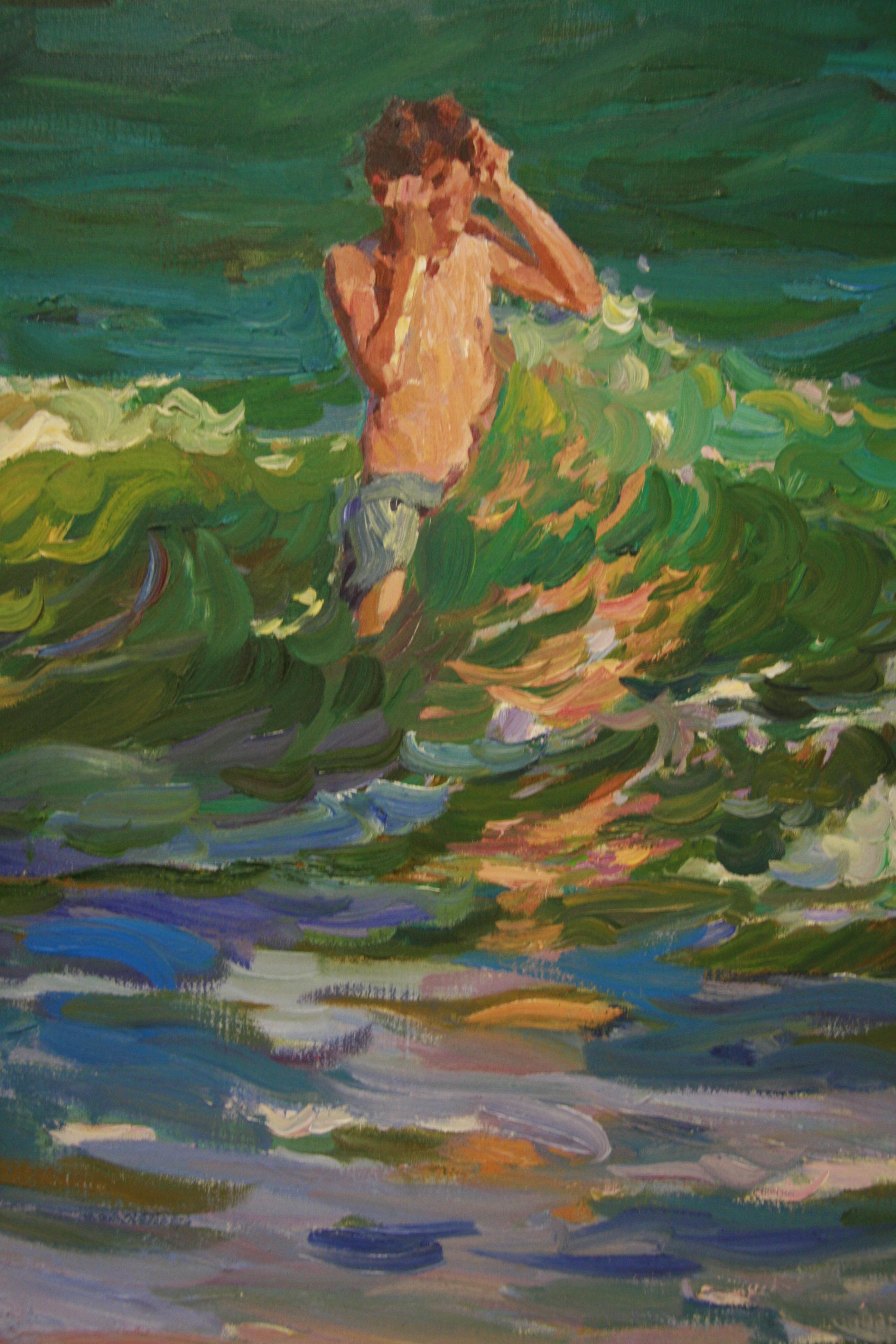 Peinture à l'huile impressionniste russe contemporaine « Jumping Waves » de Yury Krotov   en vente 8