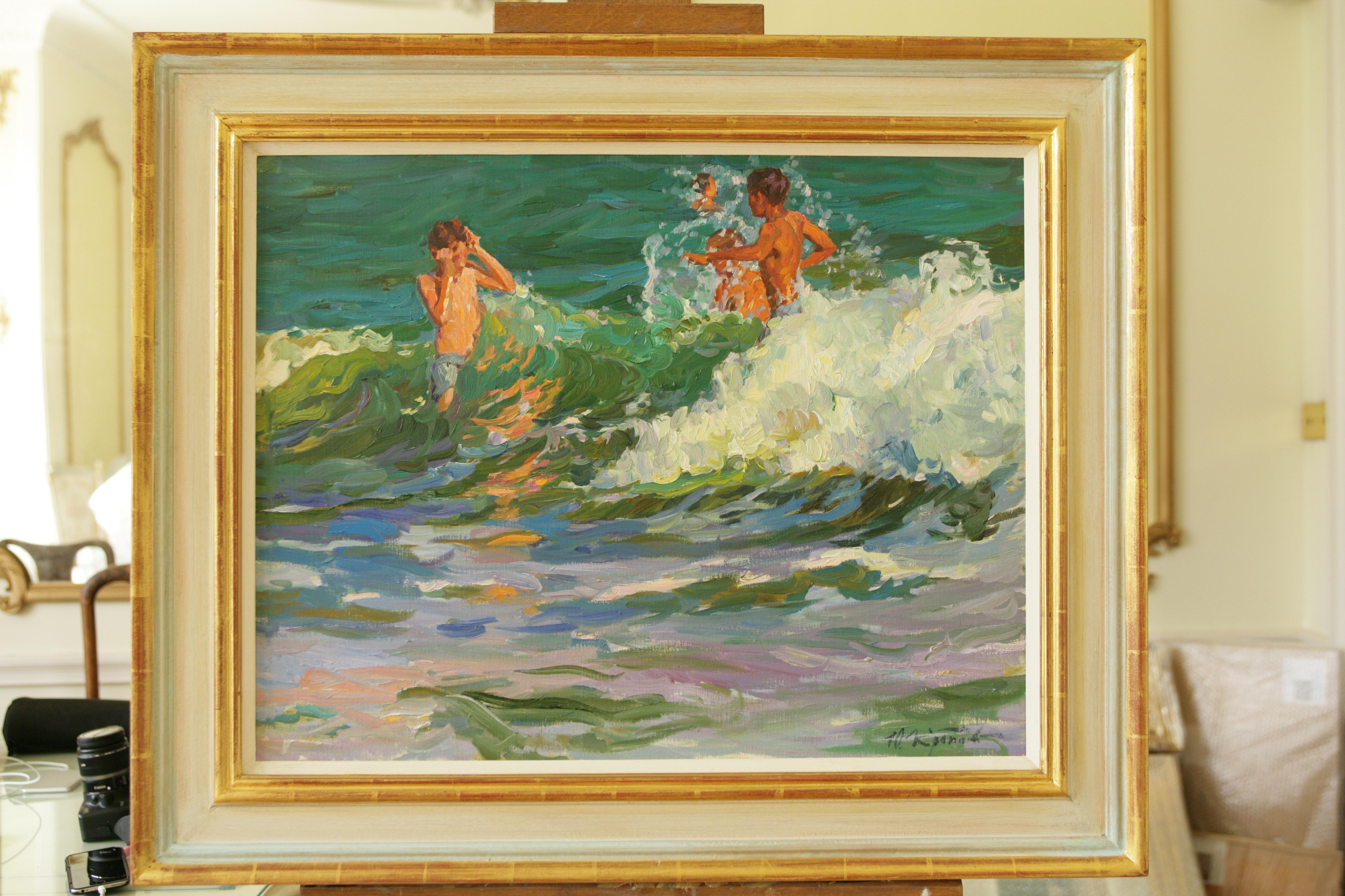 Peinture à l'huile impressionniste russe contemporaine « Jumping Waves » de Yury Krotov   - Painting de Yuri Krotov