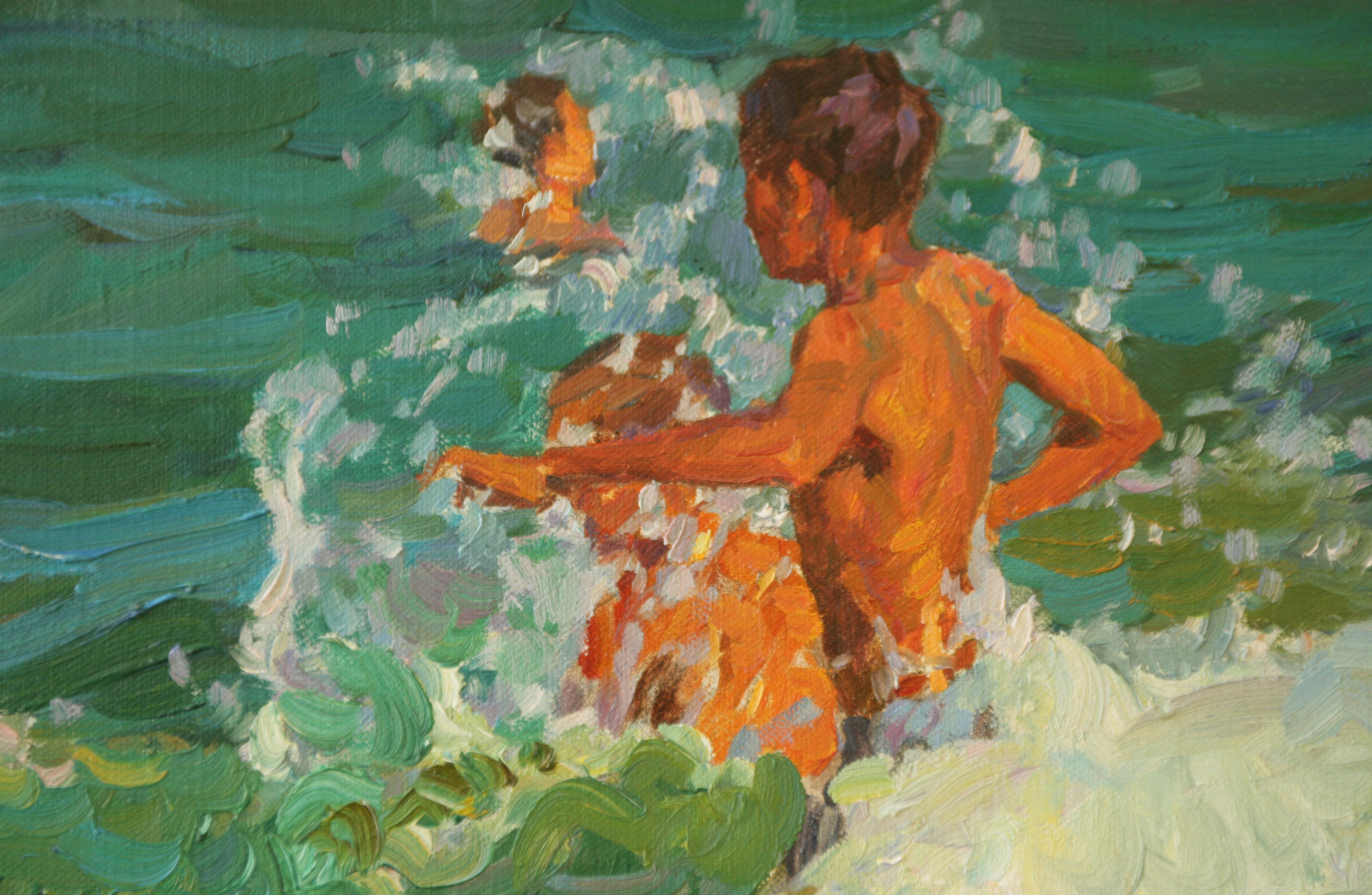Jumping Waves , , Yuri Krotov contemporary Russian Impressionist oil painting   For Sale 1