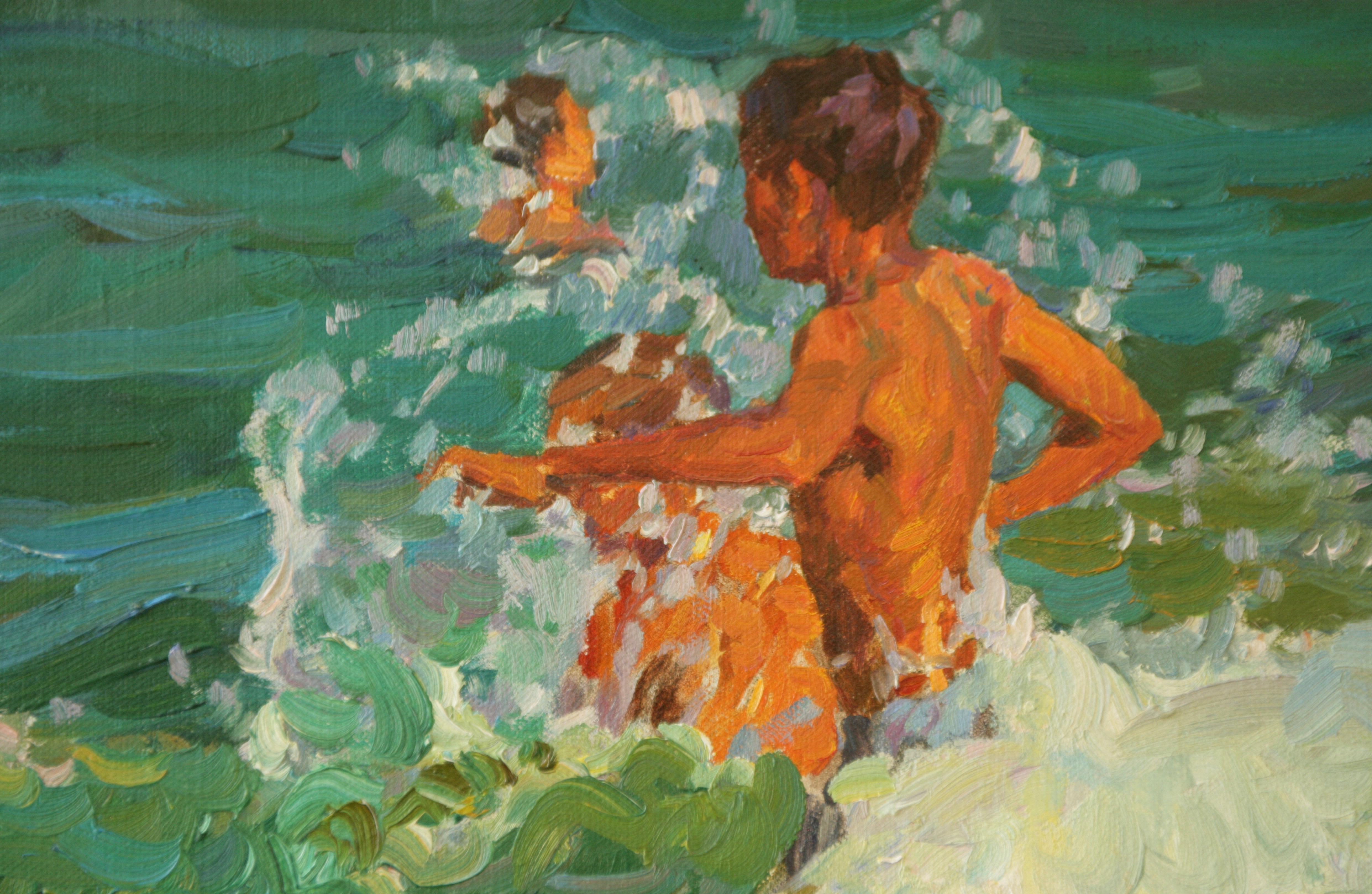 Olas saltarinas , , Yuri Krotov pintura al óleo impresionista rusa contemporánea en venta 4