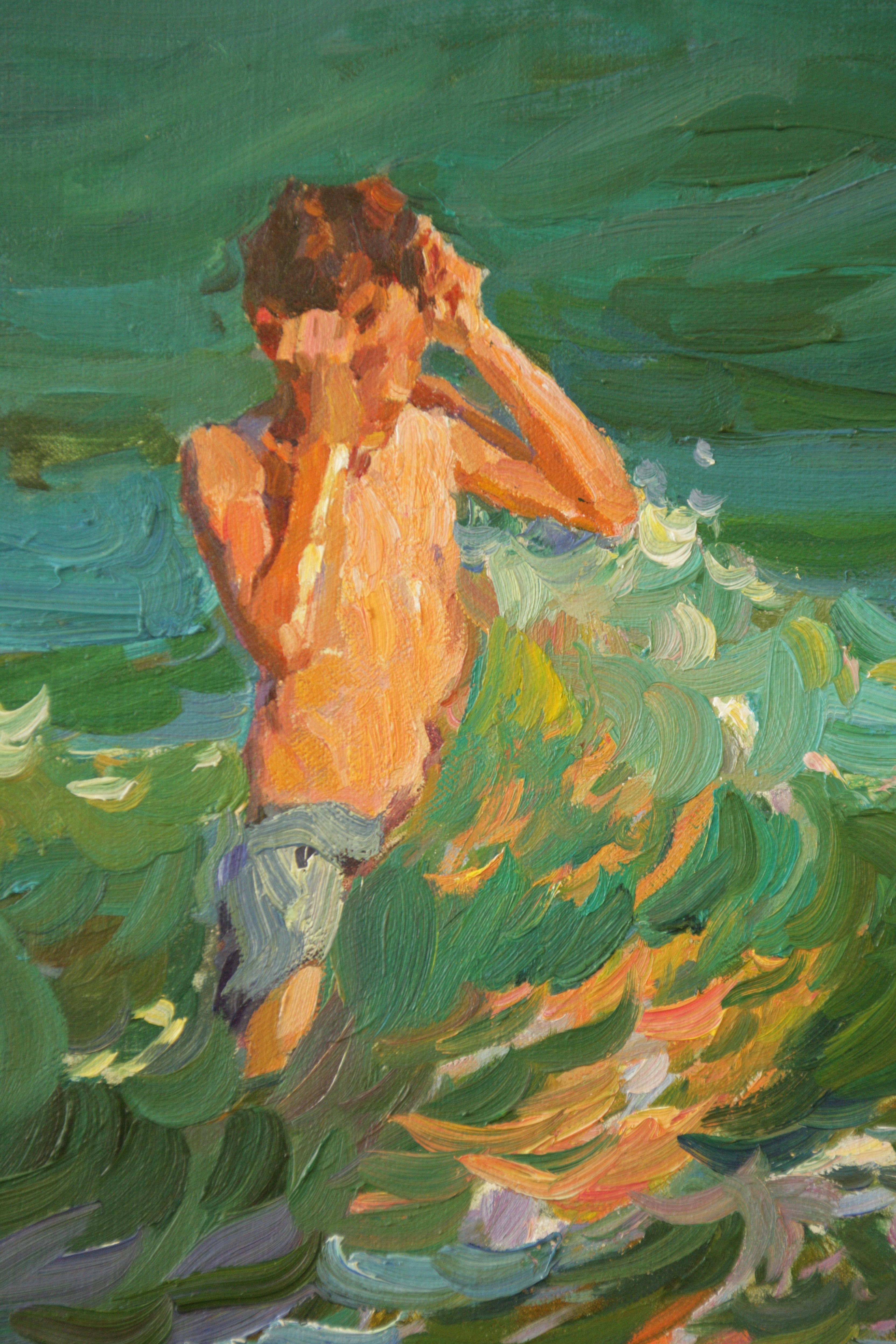 Peinture à l'huile impressionniste russe contemporaine « Jumping Waves » de Yury Krotov   en vente 1