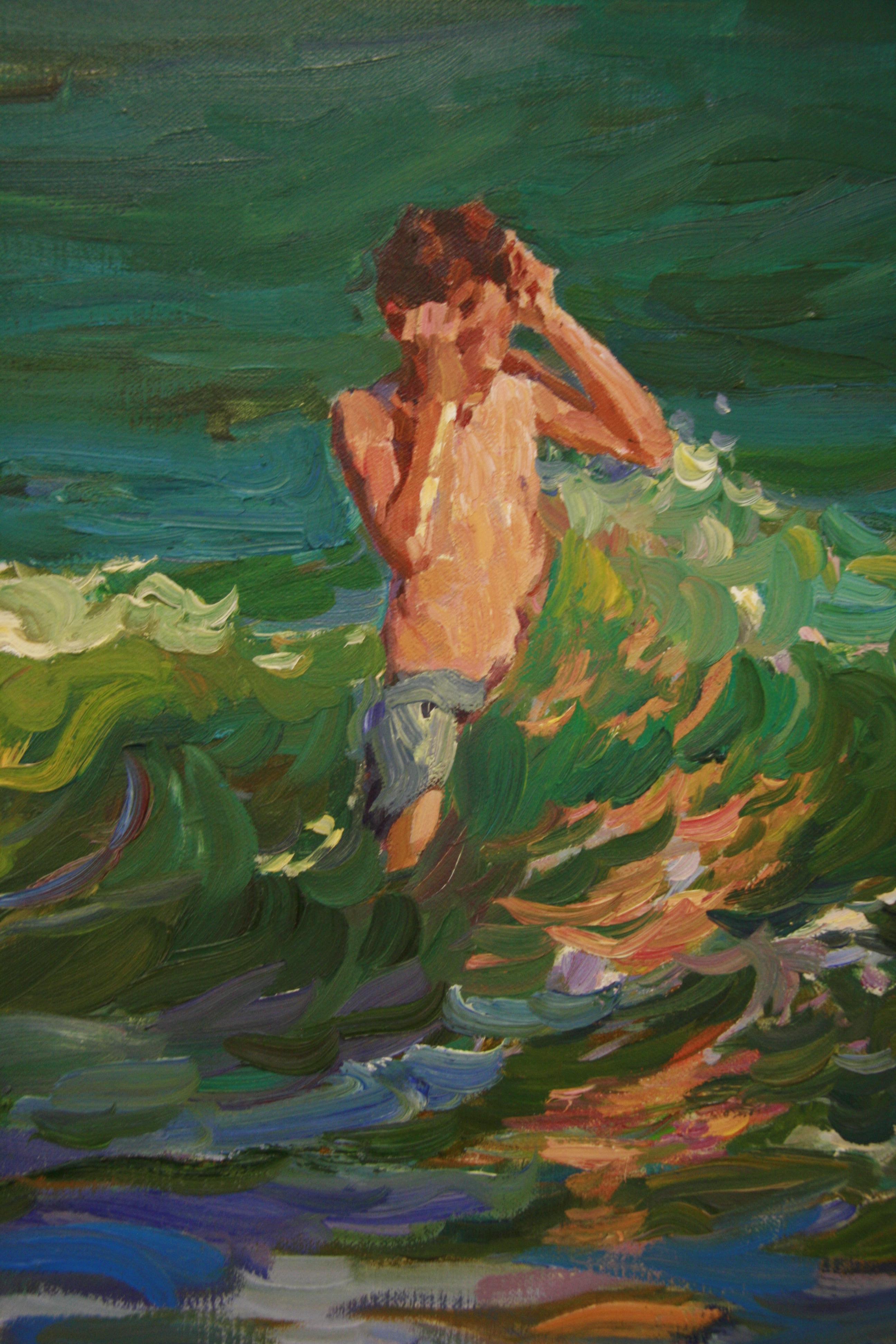Peinture à l'huile impressionniste russe contemporaine « Jumping Waves » de Yury Krotov   en vente 4