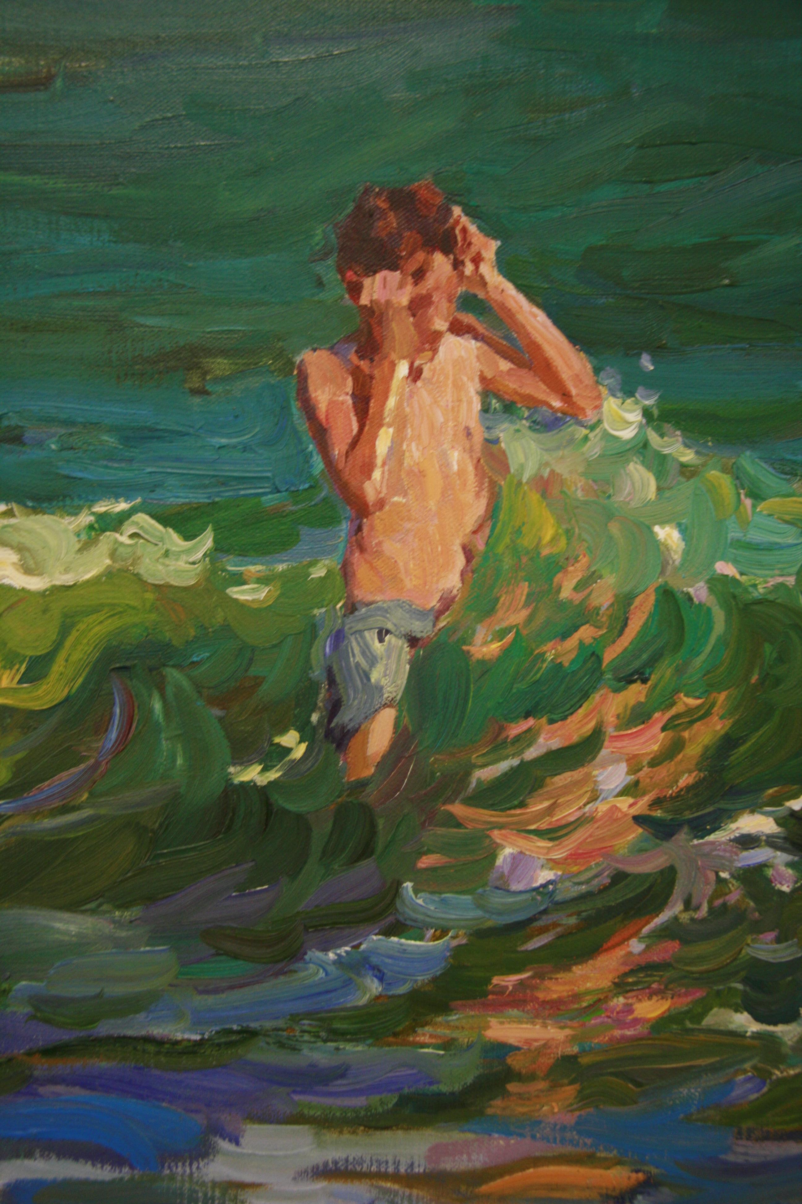 Jumping Waves , , Yuri Krotov peinture à l'huile impressionniste russe contemporaine en vente 8