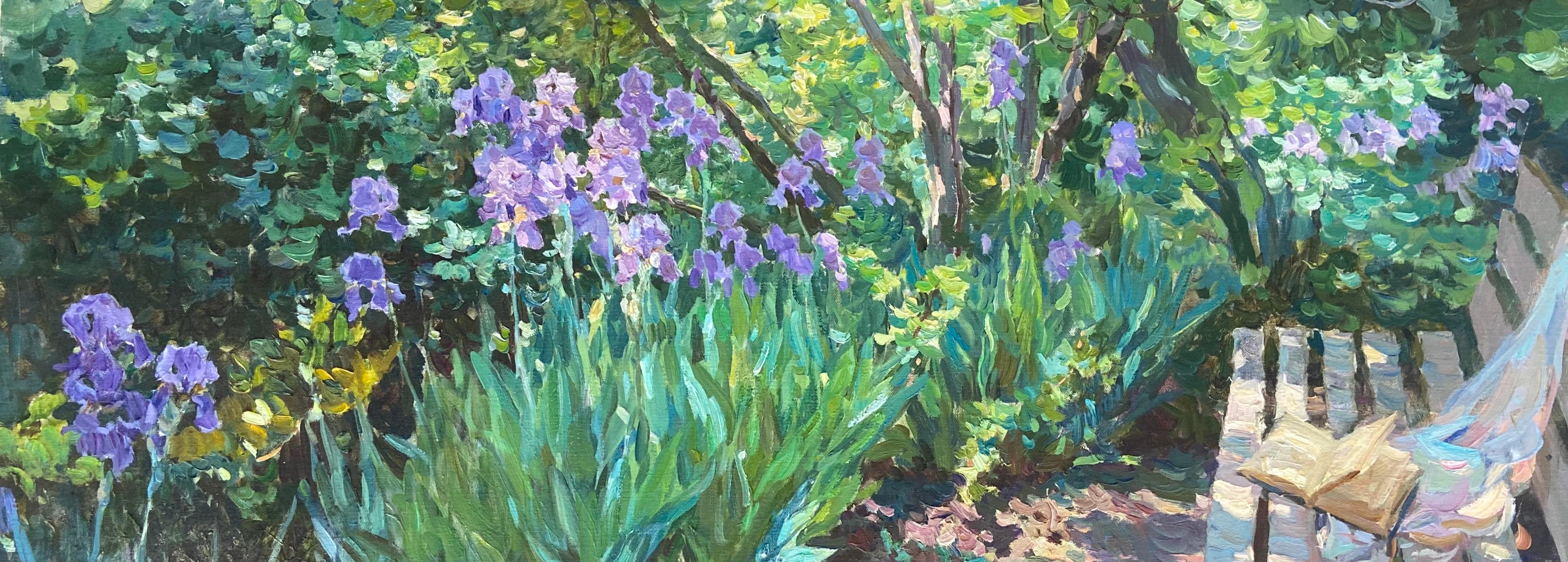 OPEN BOOK ON THE GARDEN BENCH...Yuri Krotov.contemporary Russian artist For Sale 14