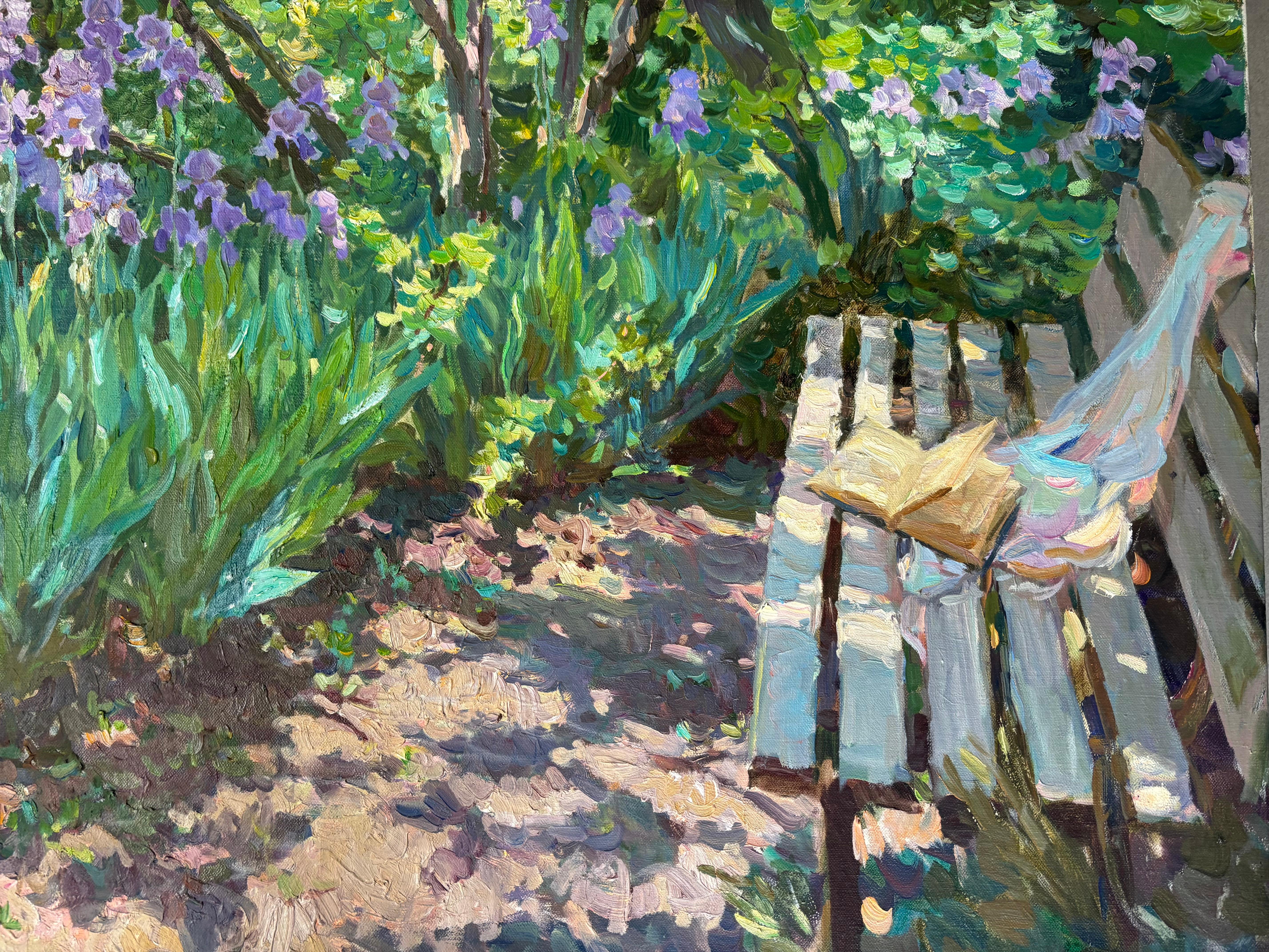 OPEN BOOK ON THE GARDEN BENCH...Yuri Krotov.contemporary Russian artist For Sale 16