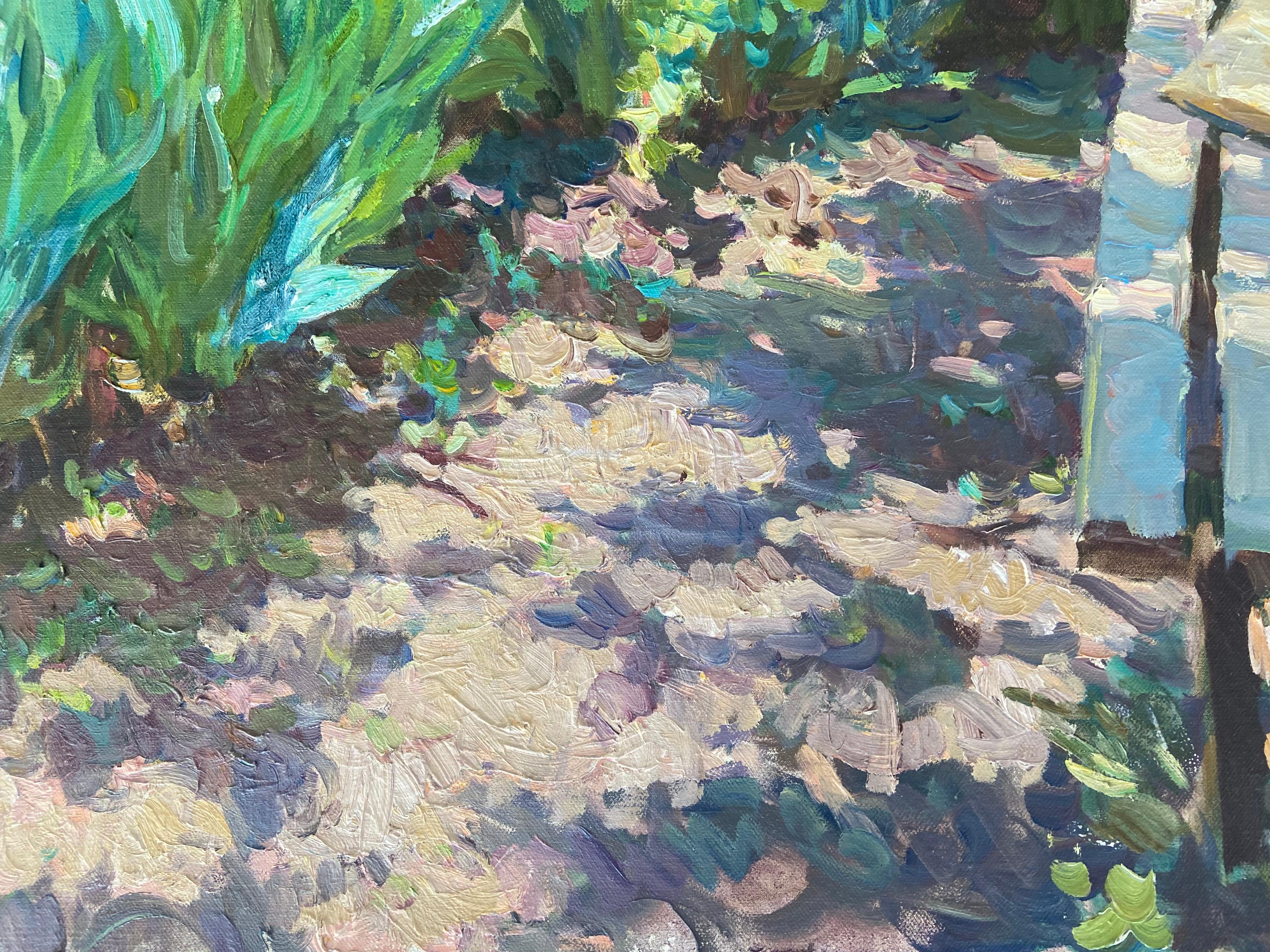 OPEN BOOK ON THE GARDEN BENCH...Yuri Krotov.contemporary Russian artist For Sale 5