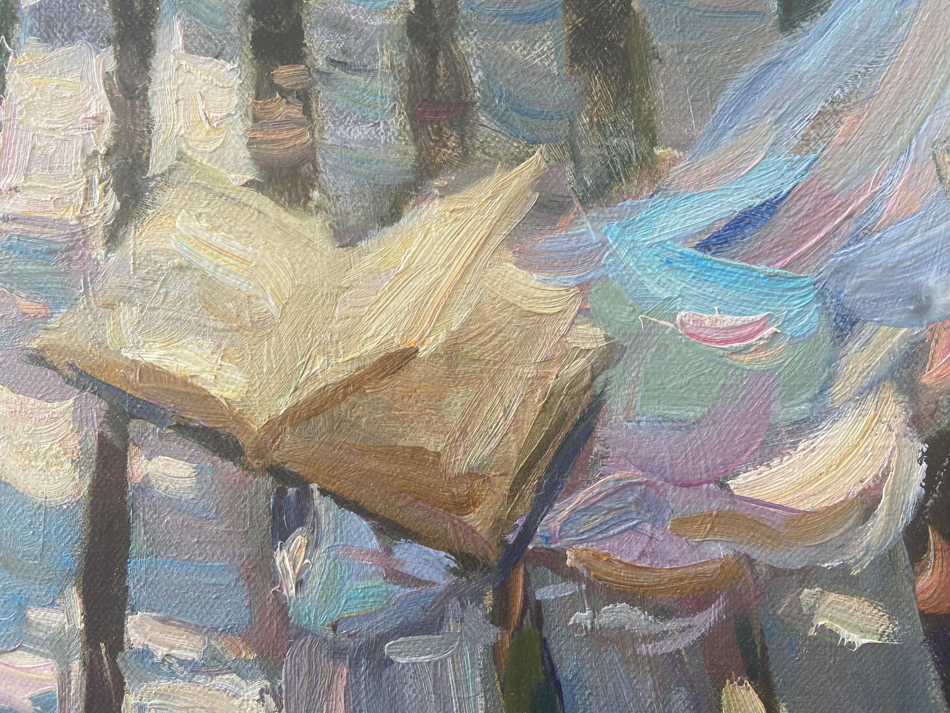 OPEN BOOK ON THE GARDEN BENCH...Yuri Krotov.contemporary Russian artist For Sale 6