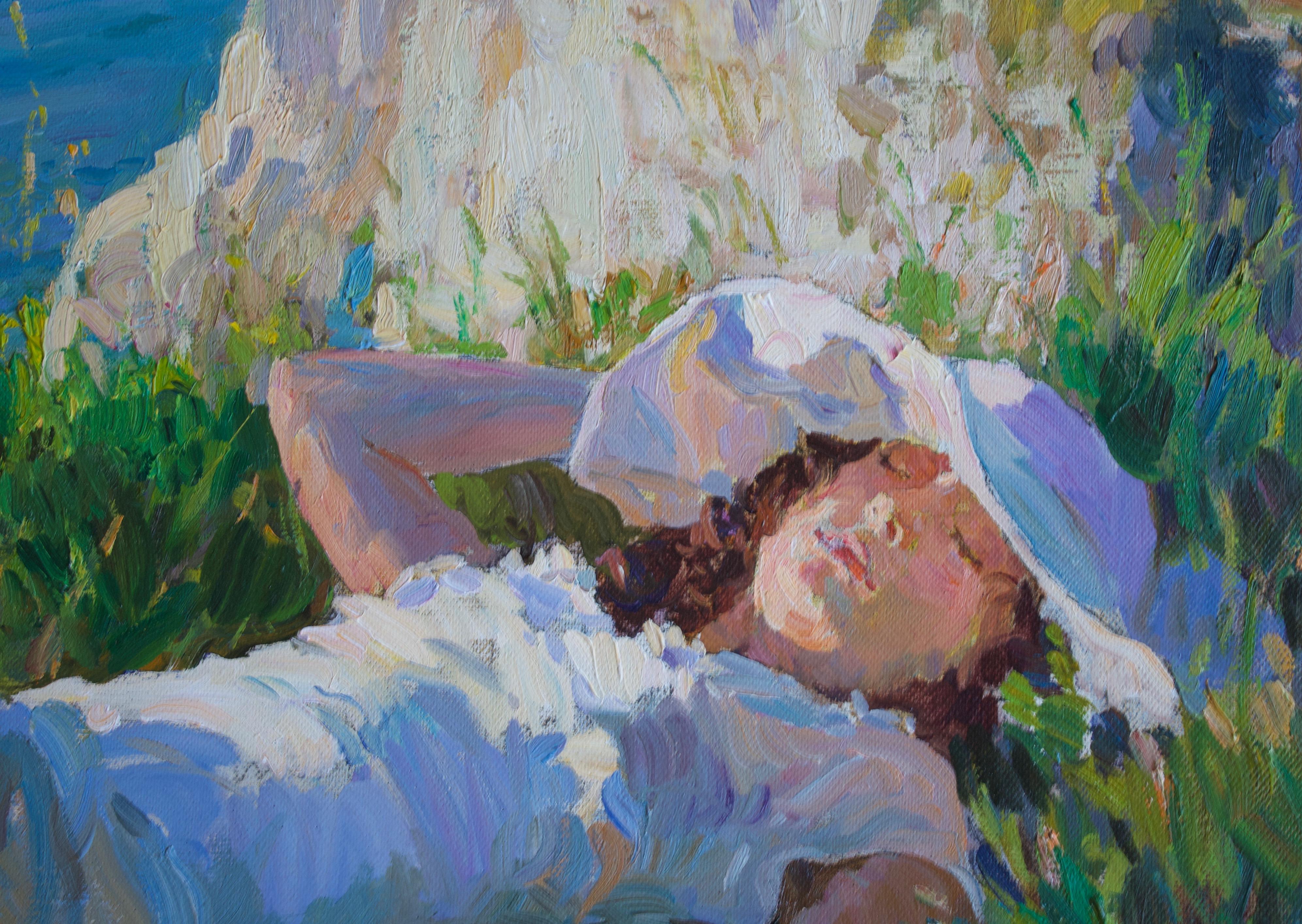 SLEEPING PORT GOULPHAR BELLE IIE BRITTANY FRANCE..Yuri Krotov Contemporary en vente 6