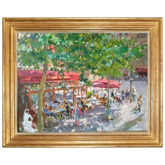 Spring in Paris, cafe, Paris, Contemporary, Impressionist, 21st Century
