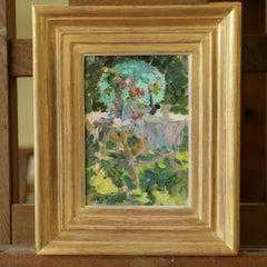 THE BREAKFAST TABLE WITH TURQUOISE PARASOL .Yuri Krotov Russian contemporary