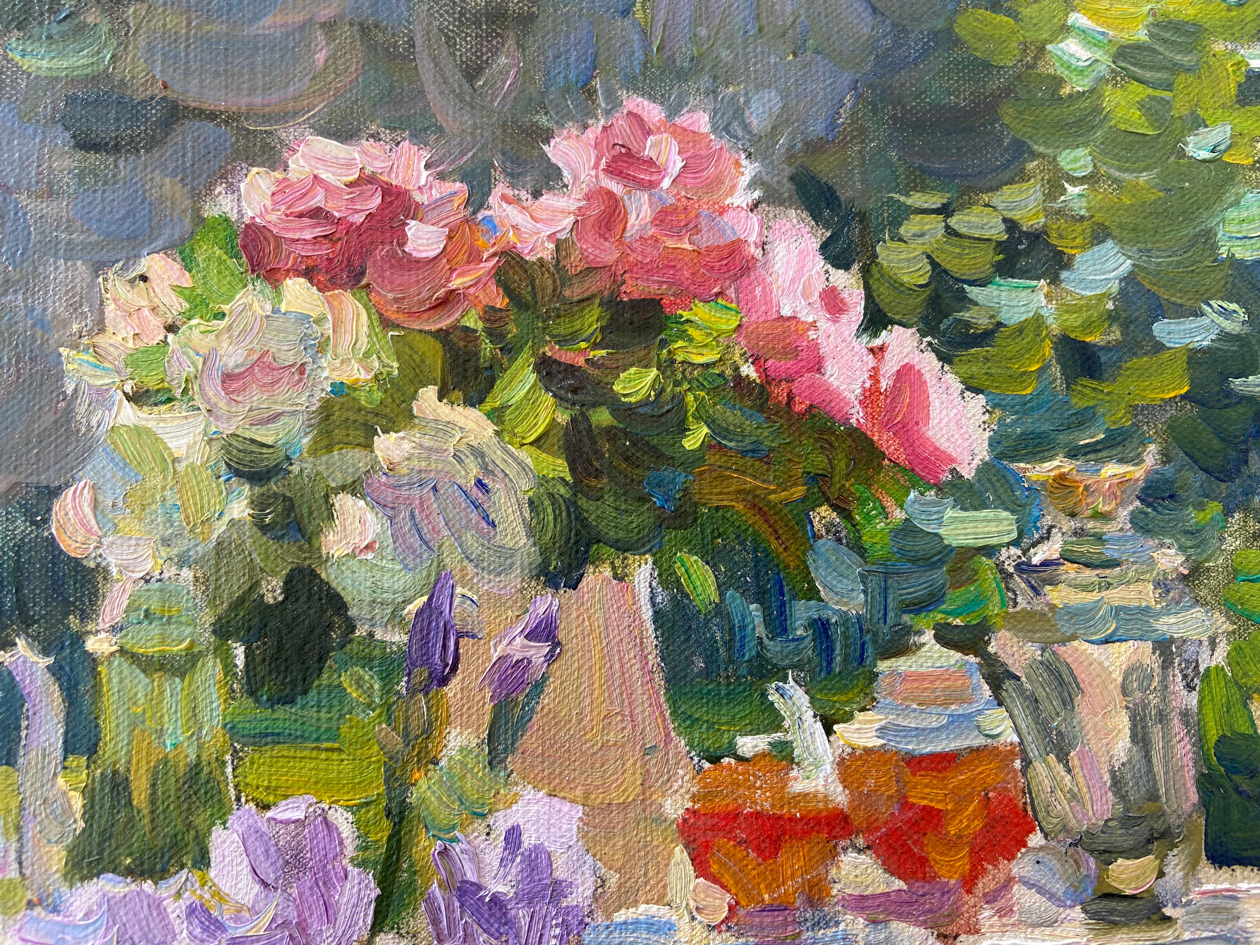 THE GARDEN TABLE AFTERNOON TEA YURI KROTOV artiste russe contemporain en vente 6