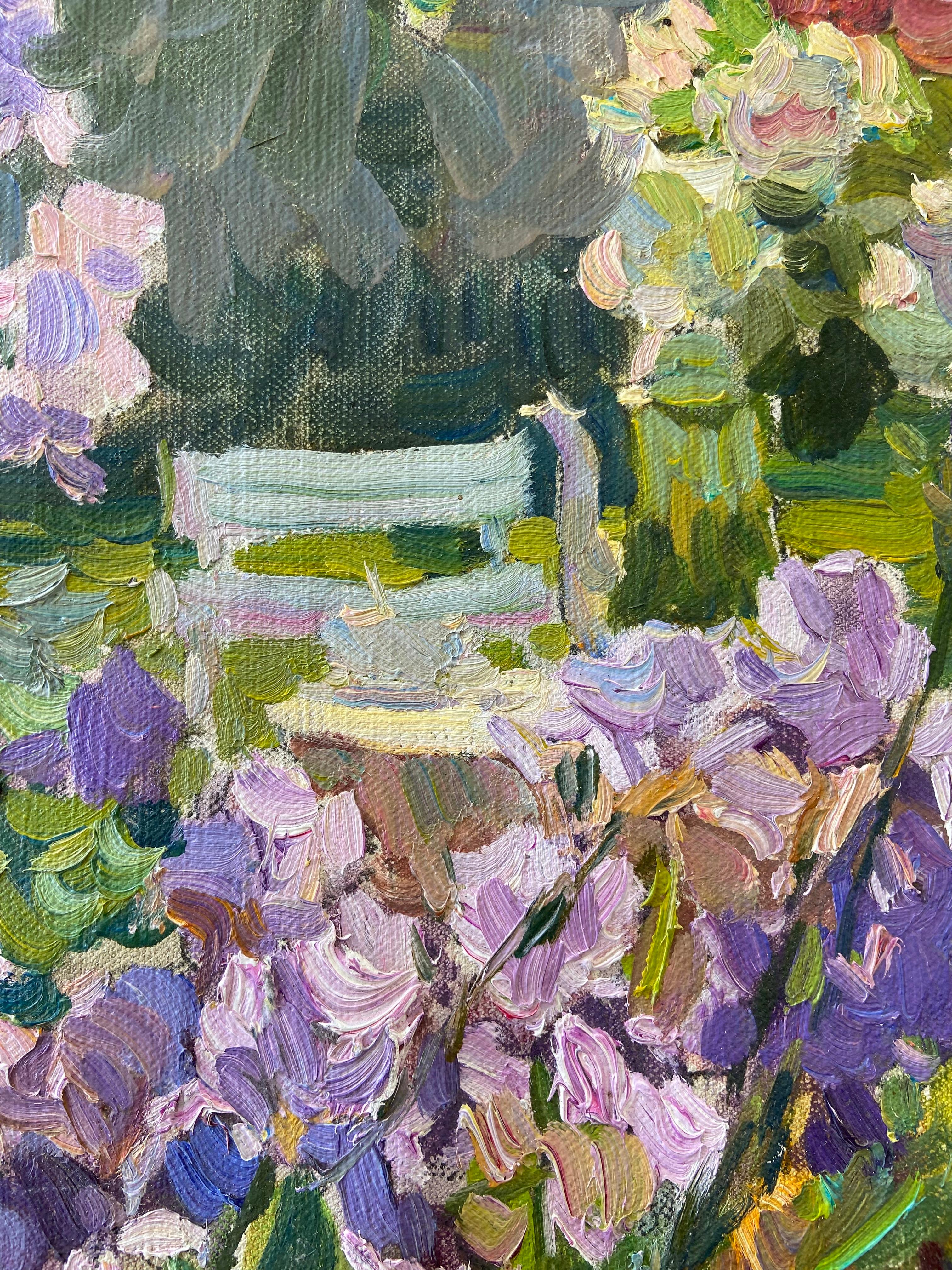 THE GARDEN TABLE AFTERNOON TEA YURI KROTOV artiste russe contemporain en vente 7