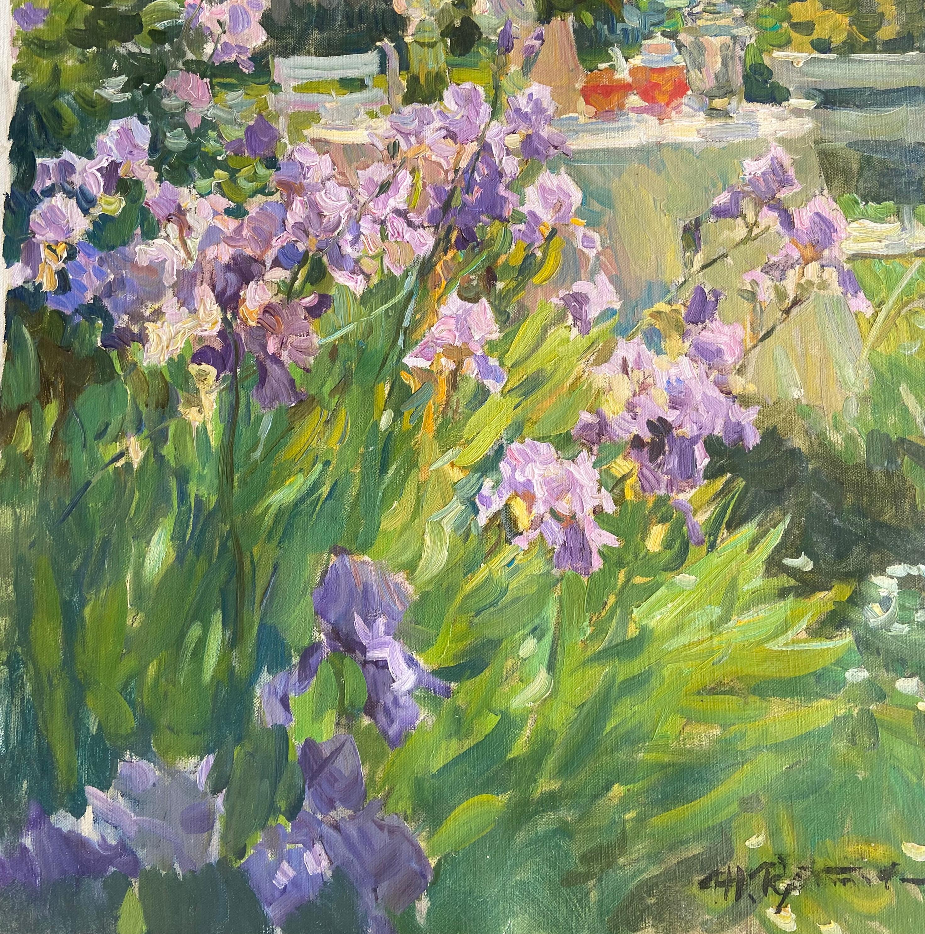 THE GARDEN TABLE AFTERNOON TEA YURI KROTOV artiste russe contemporain en vente 10
